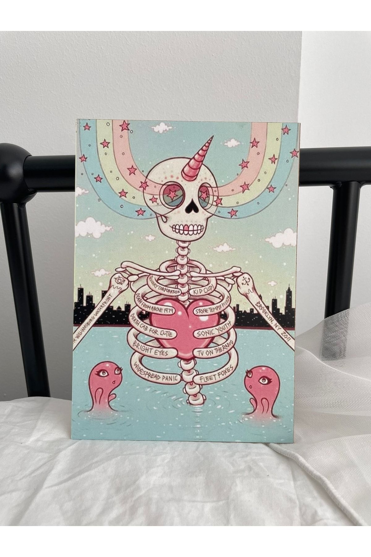 Planet Butik Meterial Skull Mini Ahşap Poster