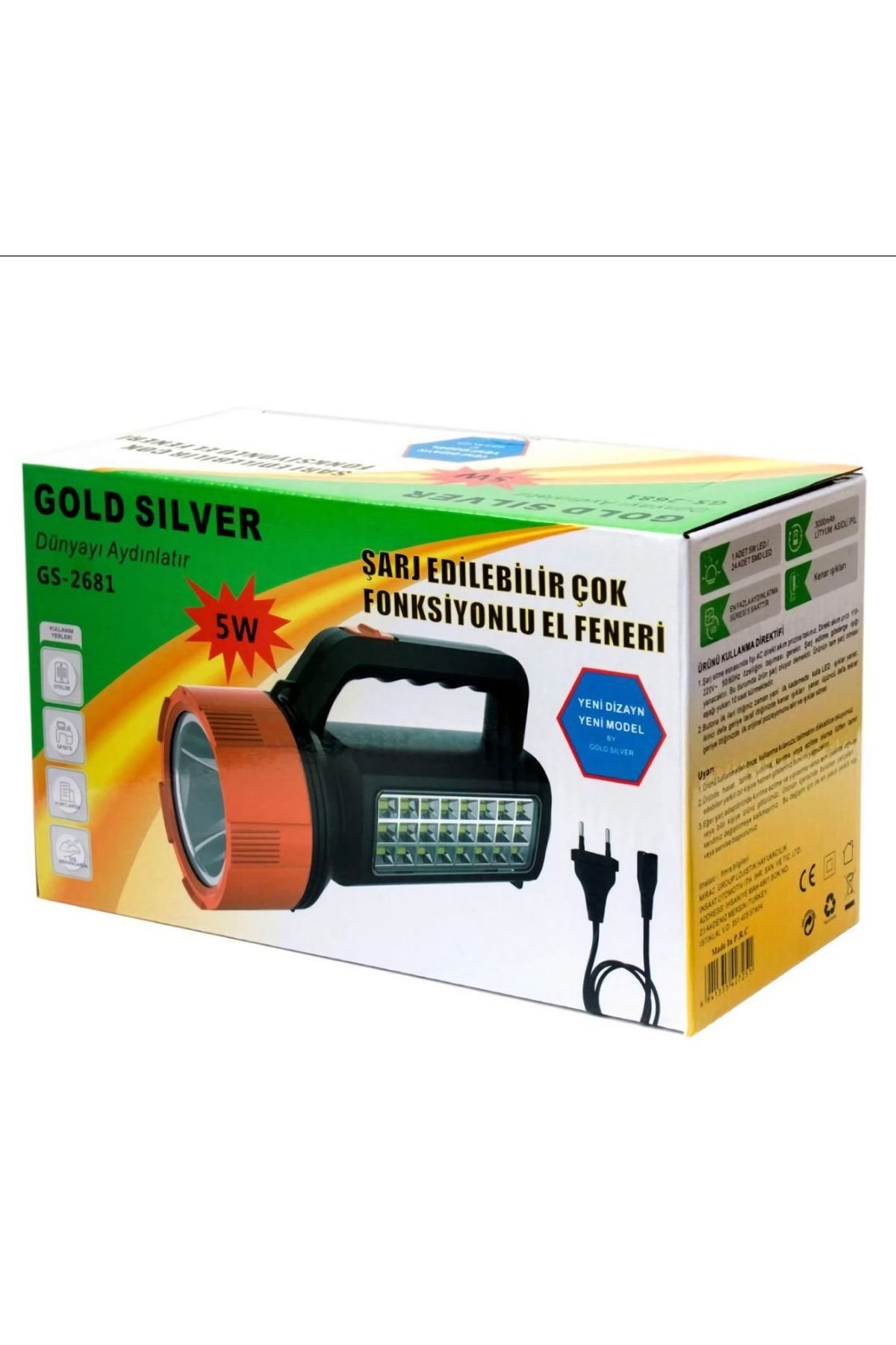 GoldSilver Gold Silver Gs-2681 Çok Fonksiyonlu El Feneri