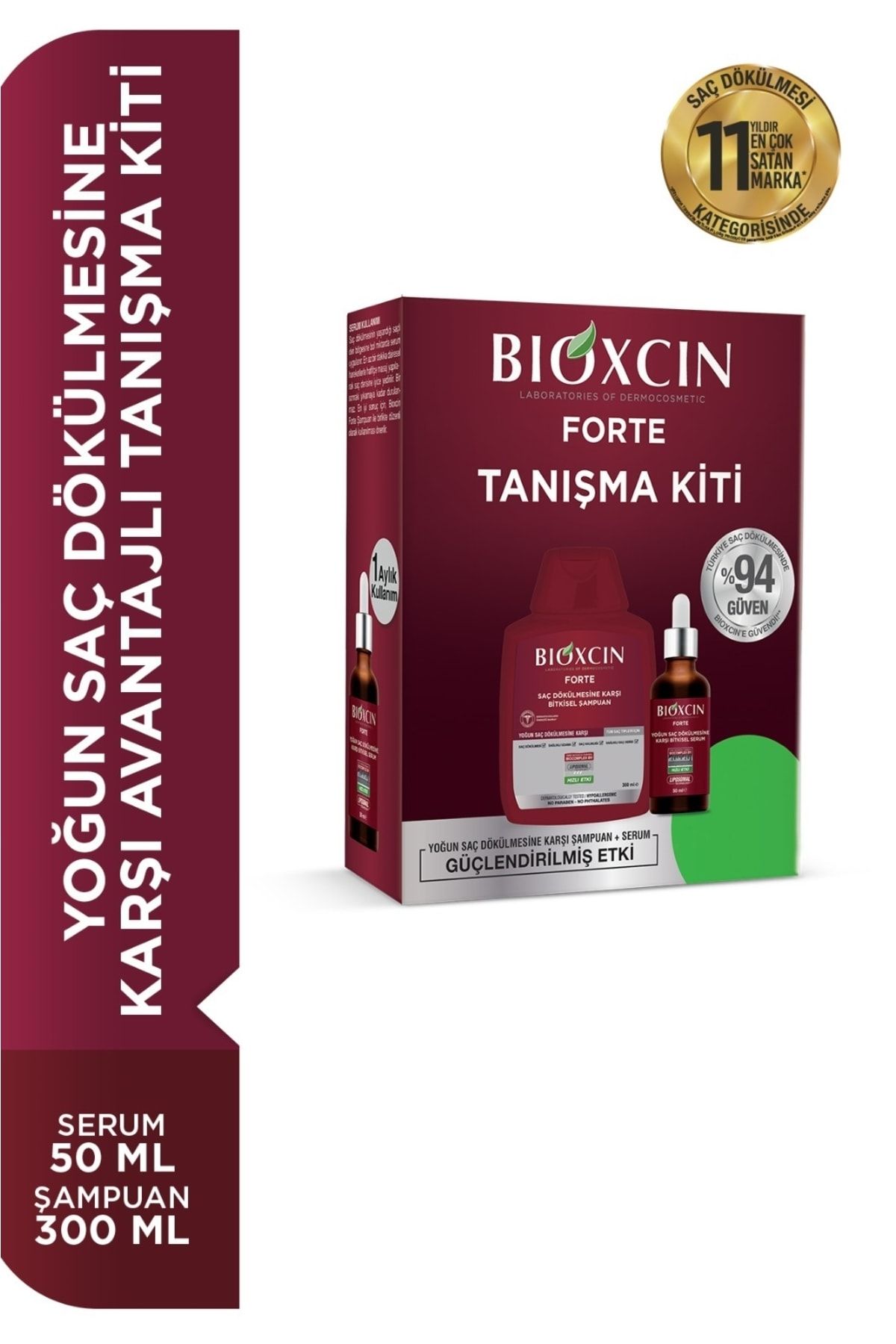 Bioxcin Forte Tanışma Kiti - Şampuan 300 Ml & Serum 50 Ml - Yoğun Dökülme Şampuanı ve Serumu
