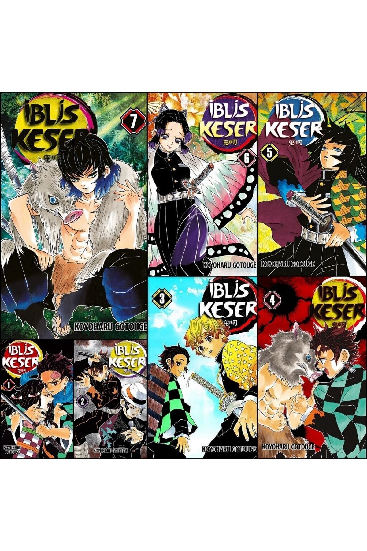 Gerekli Şeyler Yayıncılık Iblis Keser Demon Slayer (1-2-3-4-5-6-7.cilt) 7 Kitap Manga Set