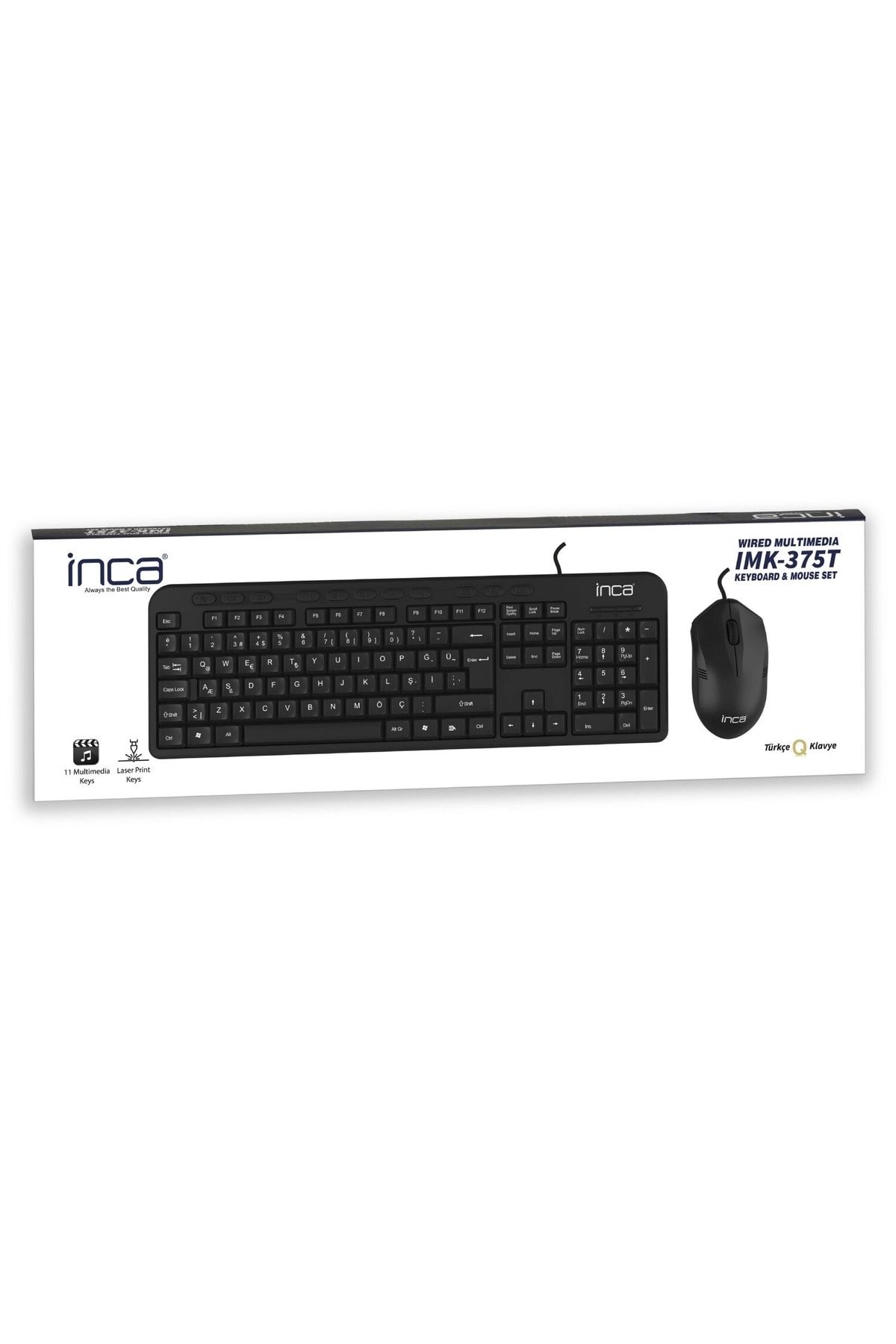 Inca IMK-375T USB Q Trk Optic Mouse Siyah Standart Klavye - Mouse Set