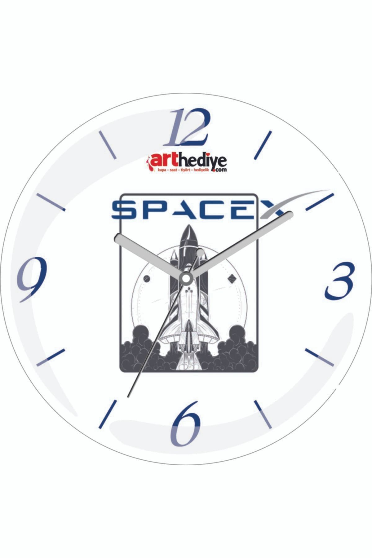 3M Spacex Uzay Nasa Roket Sessiz Bombeli Gerçek Cam Duvar Saati