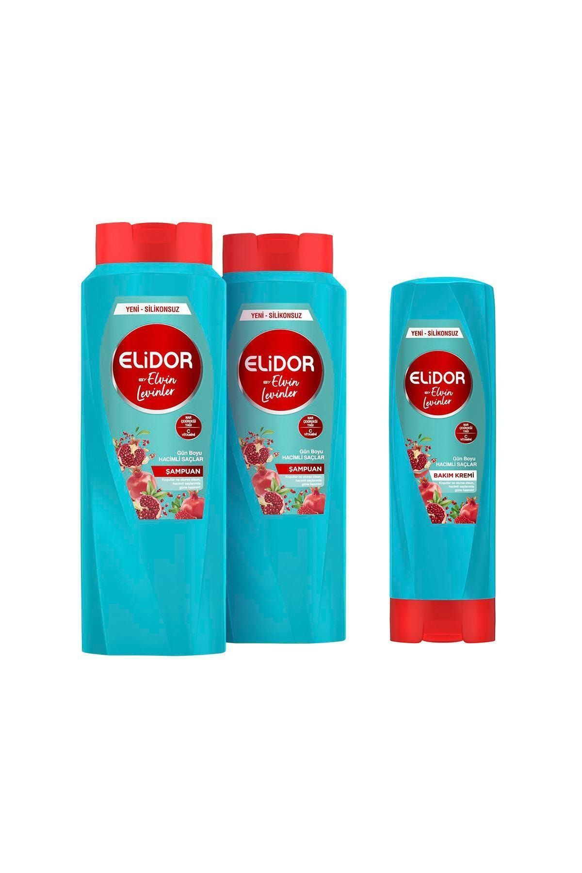 Elidor Gün Boyu Hacimli Saçlar Bakım Şampuanı 650 ml X2 + Saç Bakım Kremi 350 ml By Elvin Levinler
