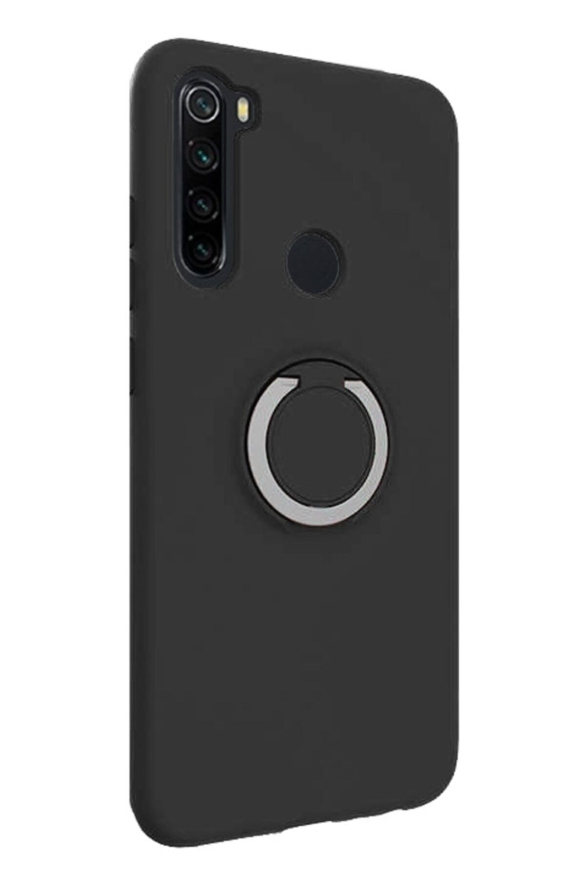 Mobilcadde Eiroo Lansman Xiaomi Redmi Note 8 Uyumlu Selfie Yüzüklü Siyah Silikon Kılıf