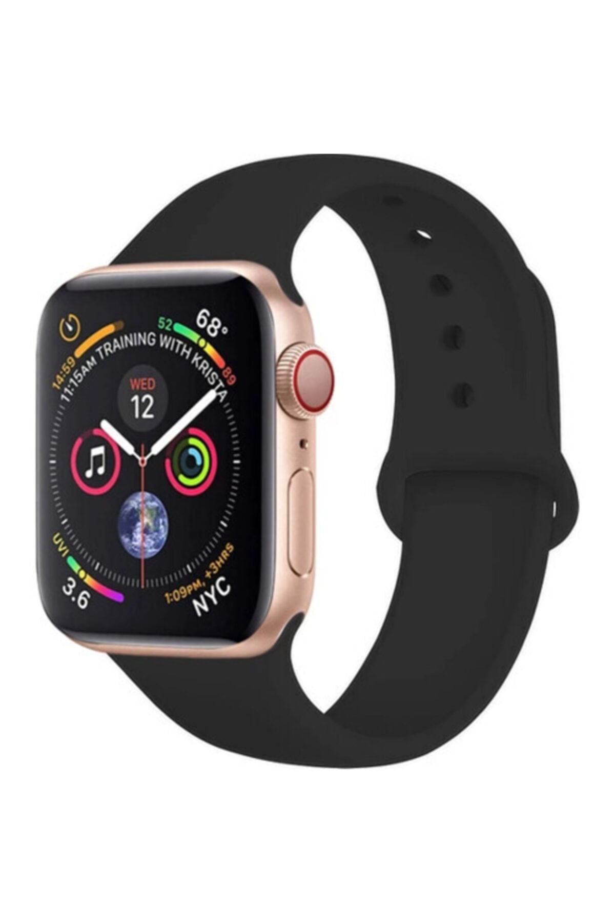 Bilişim Aksesuar Apple Watch 38 - 40 Mm Spor Kordon Silikon Kayış Siyah S / M Beden