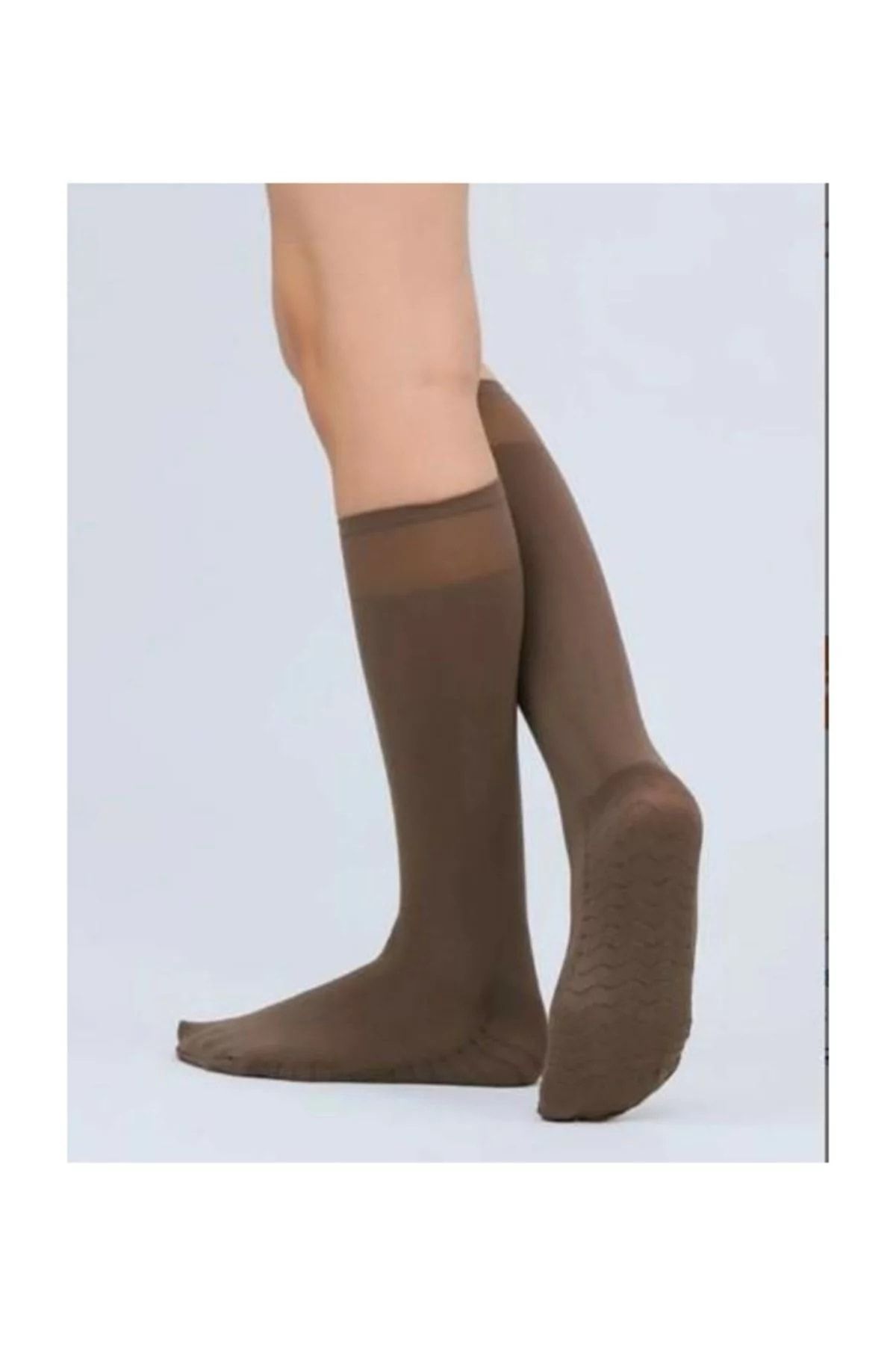 Evsay Dore Masaj Çorabı Dizaltı Kalın Petek Dokulu Kadın Çorap Kahverengi