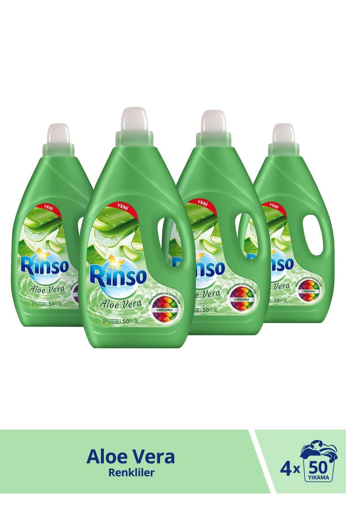 Rinso Aloe Vera Renkliler Için Sıvı Çamaşır Deterjanı 3000 ml 50 Yıkama X 4 Adet