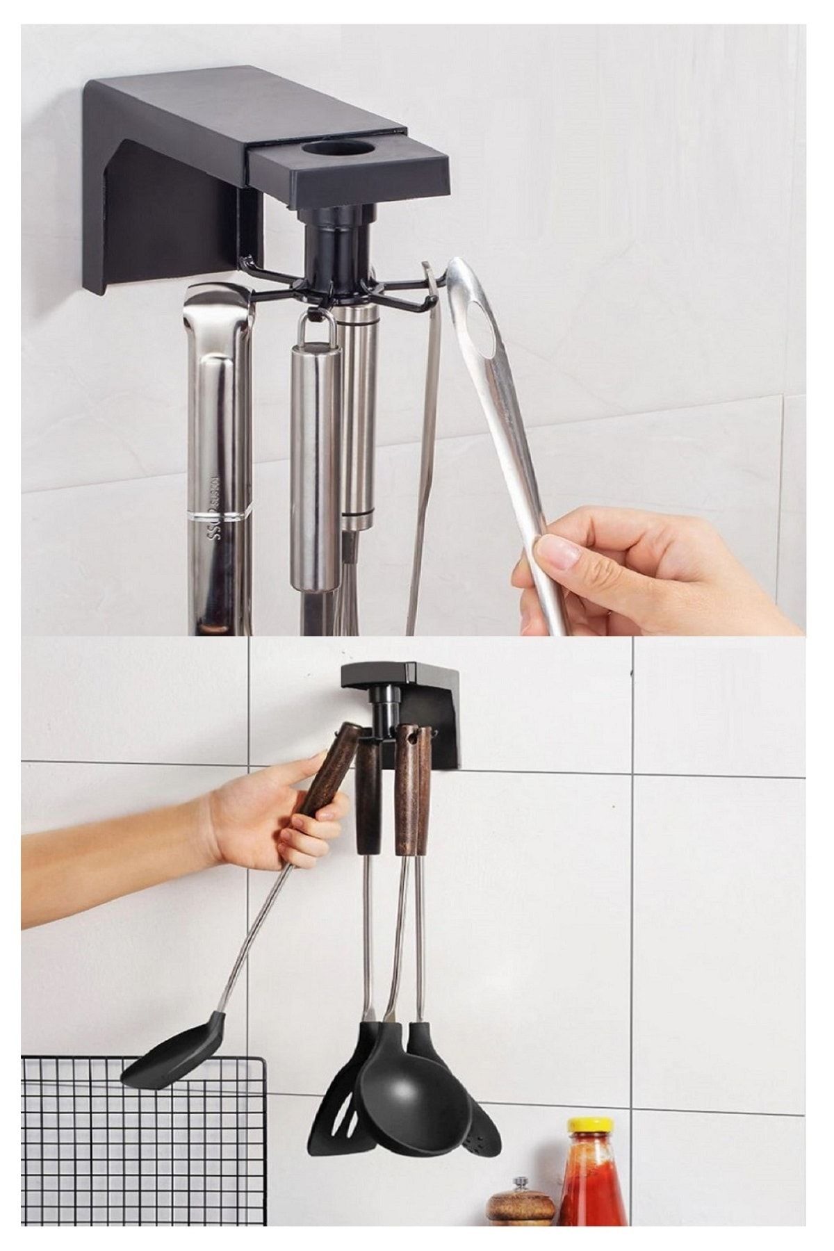 Genc Home Mutfak & Banyo Askısı Kancalı 360 Hareketli - Havlu Ve Kaşık Standı