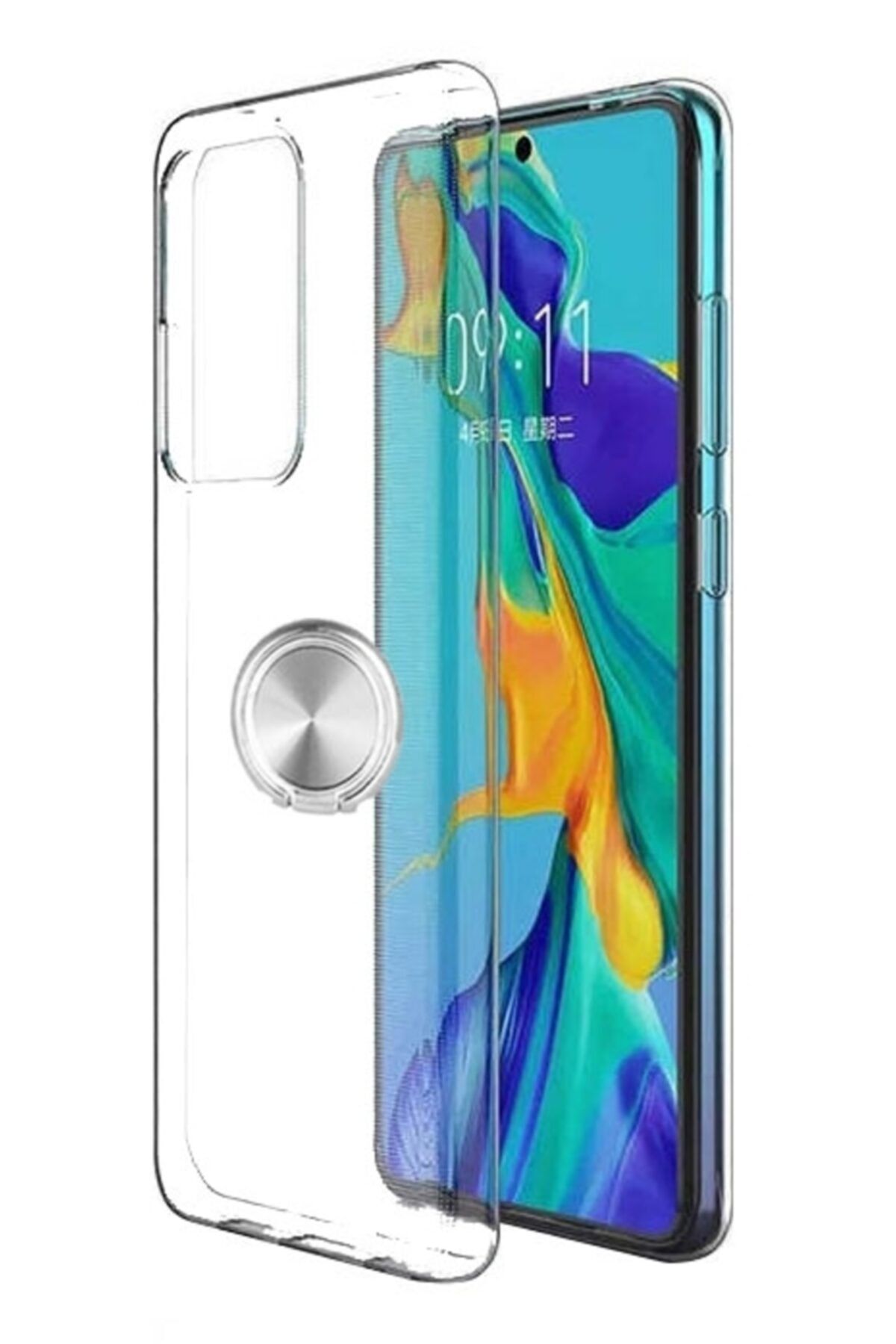 Mobilcadde Eiroo Ring Crystal Samsung Galaxy S10 Lite Silver Yüzüklü Silikon Kılıf