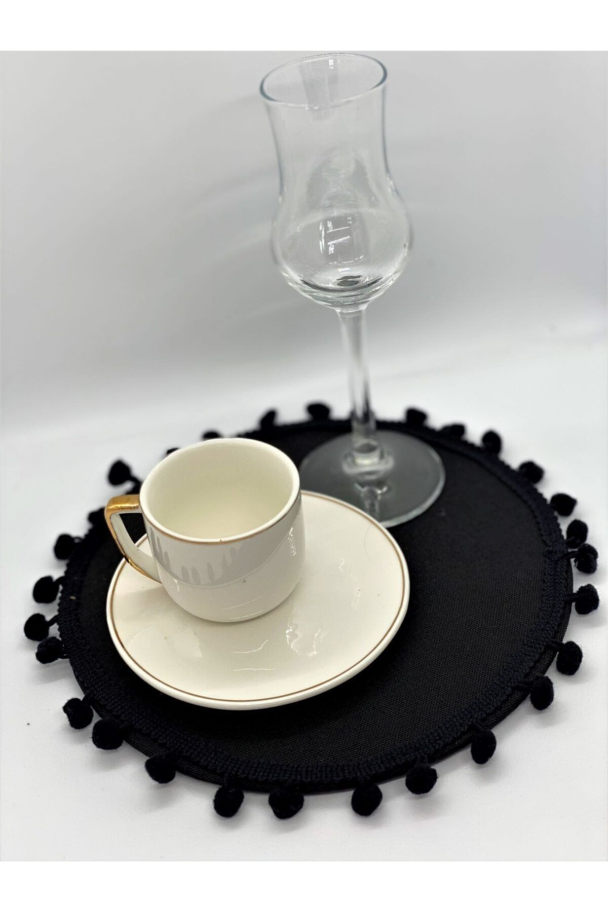 ELS Design Siyah Ponponlu Kahve Suplası