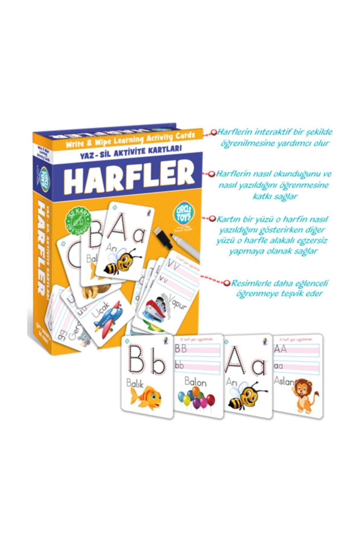 Circle Toys Harfler Yaz Sil Aktivite Kartları Çift Taraflı 32 Kart