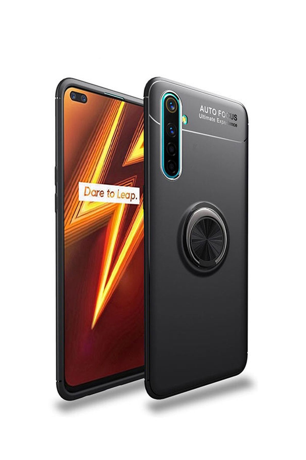 Microcase Oppo Realme 6 Pro Focus Serisi Yüzük Standlı Silikon Kılıf