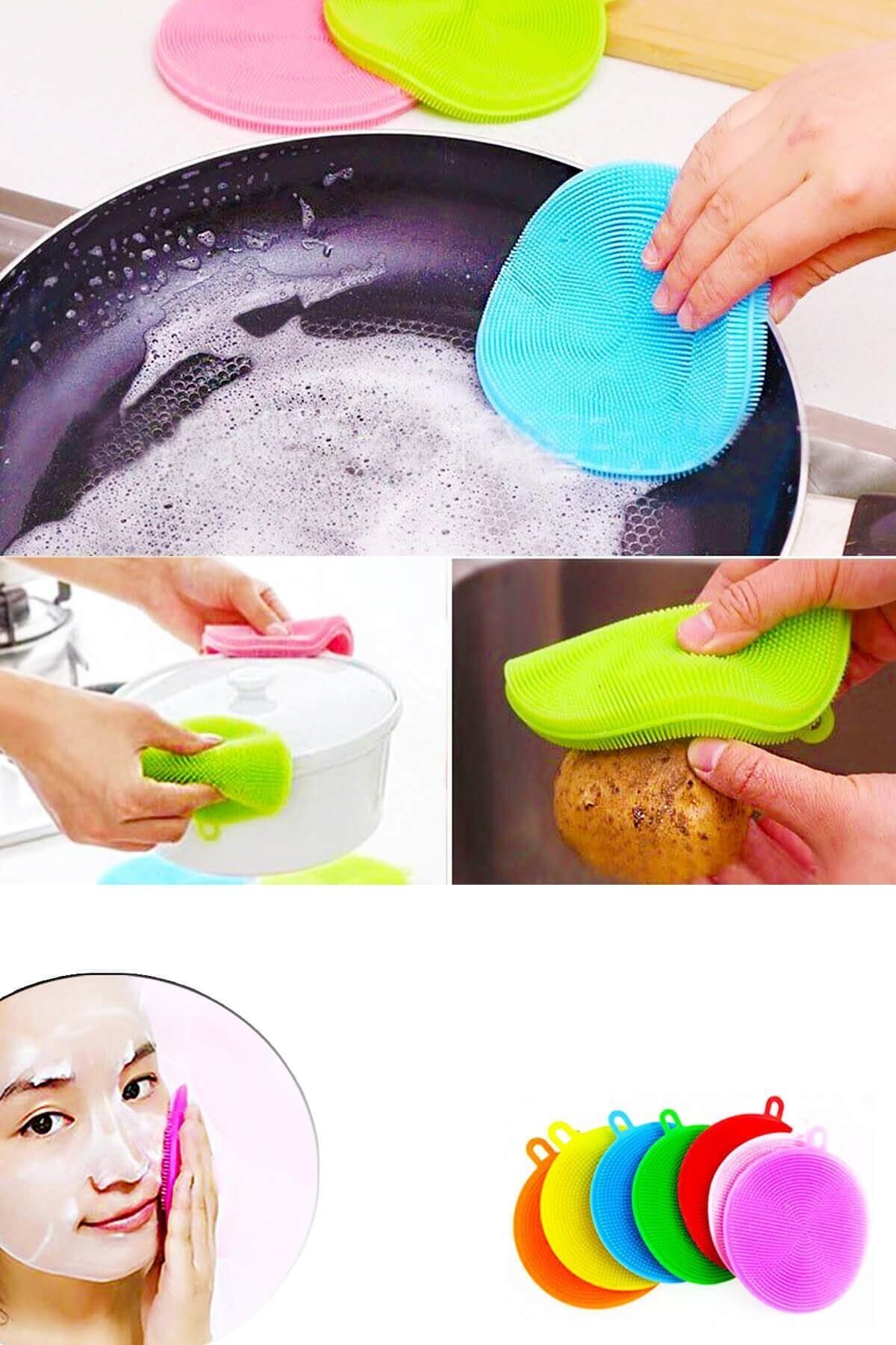 Genel Markalar Silikon Banyo Mutfak Temizleme Pedi Fırça 2'li