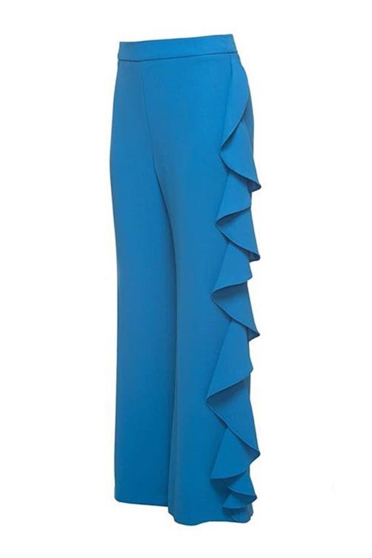 Mimya Fırfıt Detaylı Pantolon- Mavi