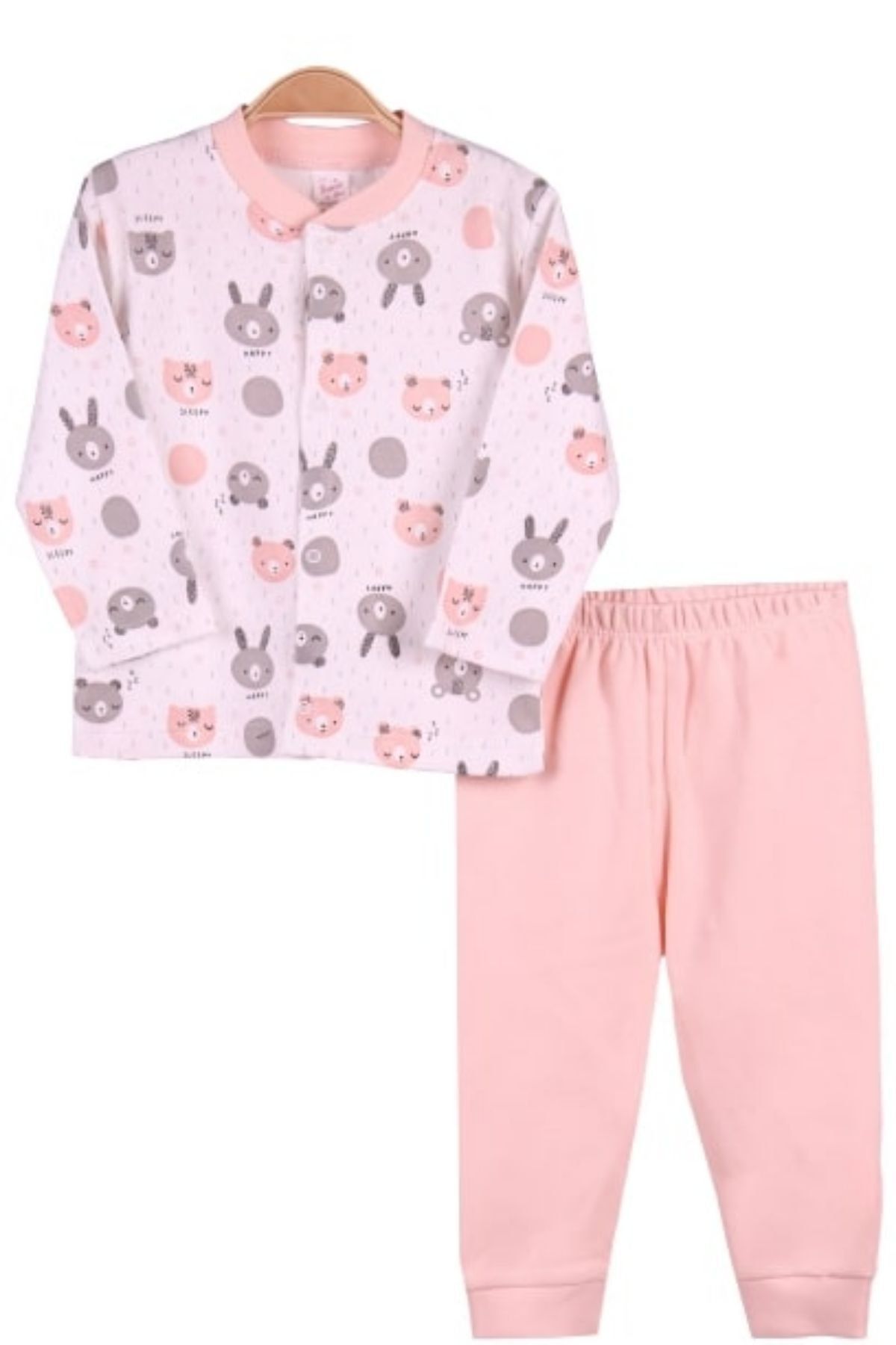 Breeze Kız Bebek Çıtçıtlı Ayıcıklı Tavşanlı Pijama Takımı