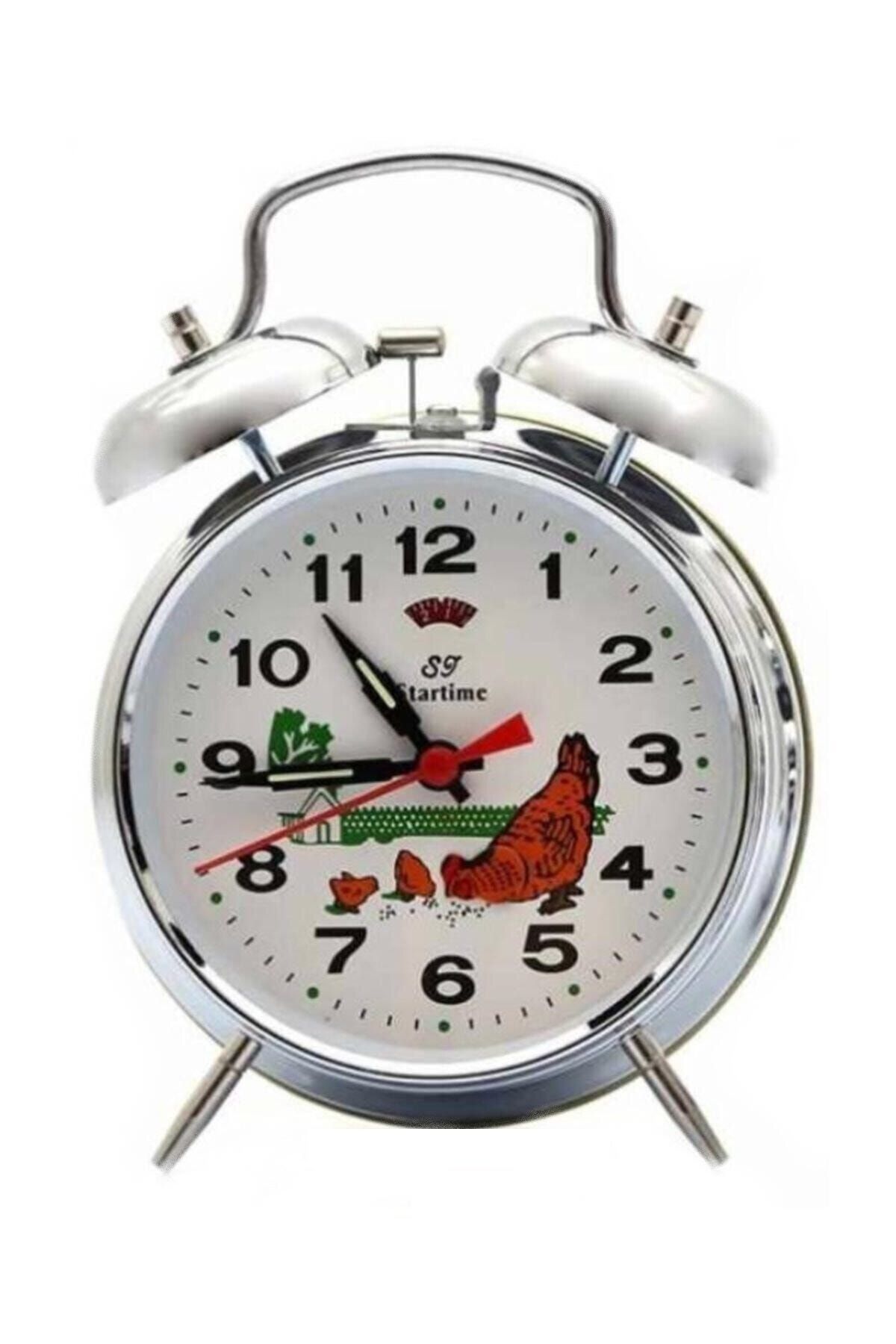RoseRoi Nostaljik Kurmalı Tavuklu Guguklu Köstebek Çalar Saat Metal Masa Saati