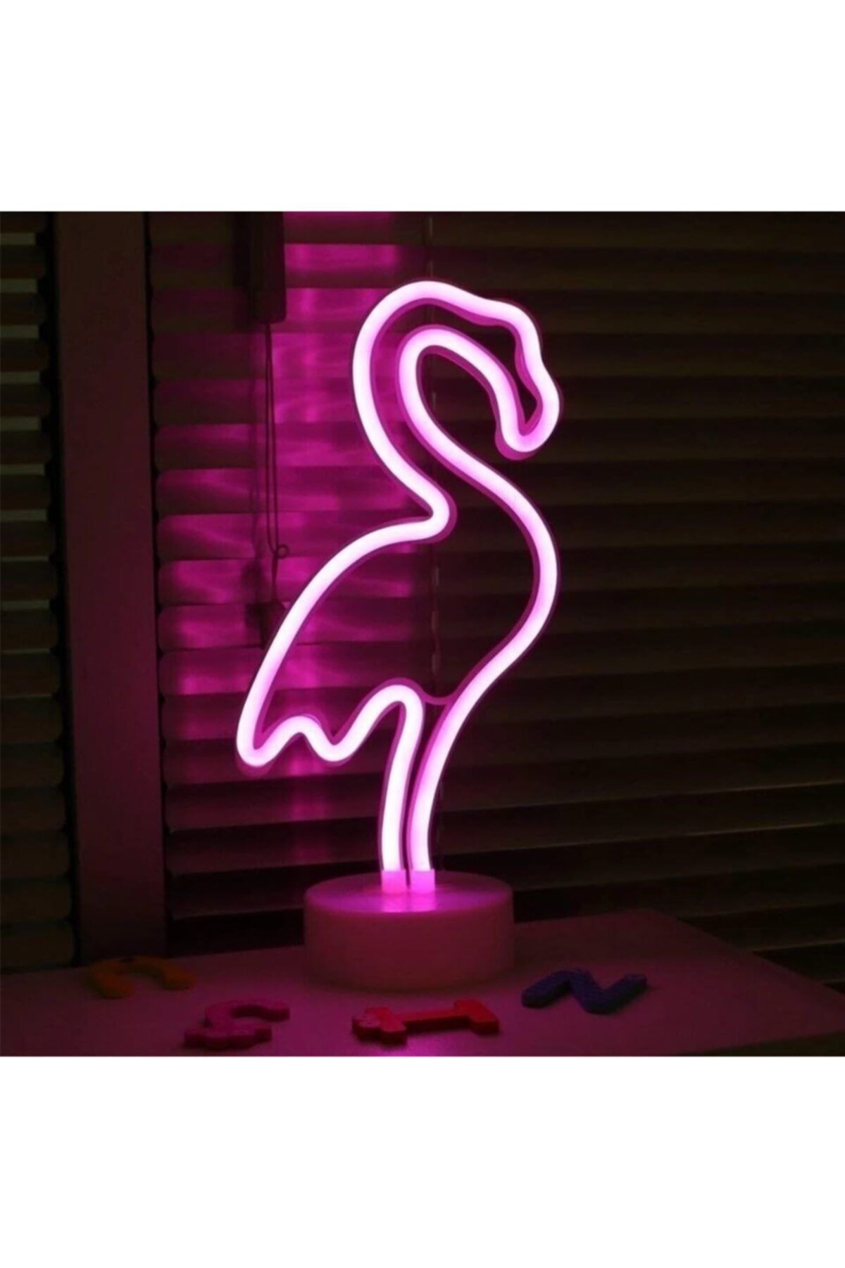Köstebek Pembe Flamingo Neon Led Işıklı Masa Lambası