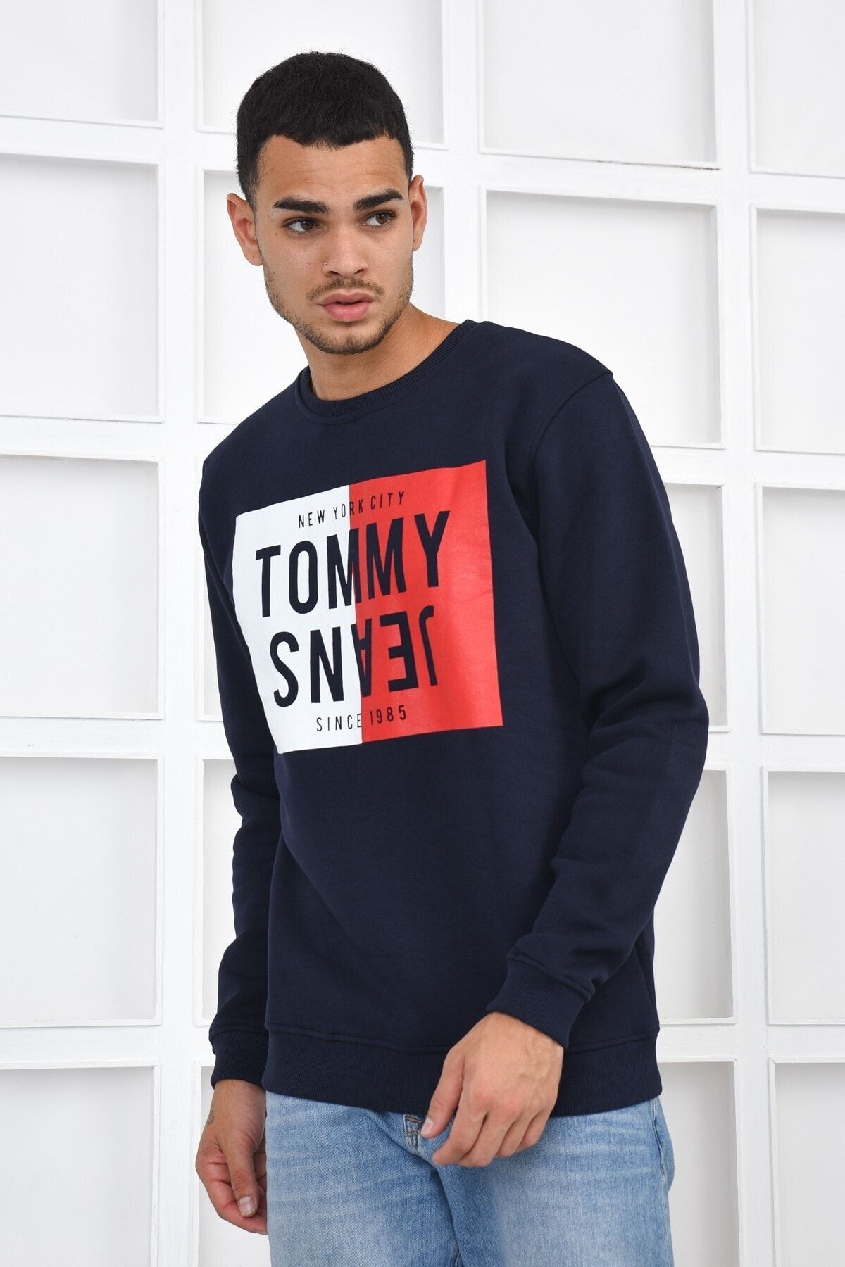 Tommy Hilfiger Erkek Sweatshirt - Lacivert