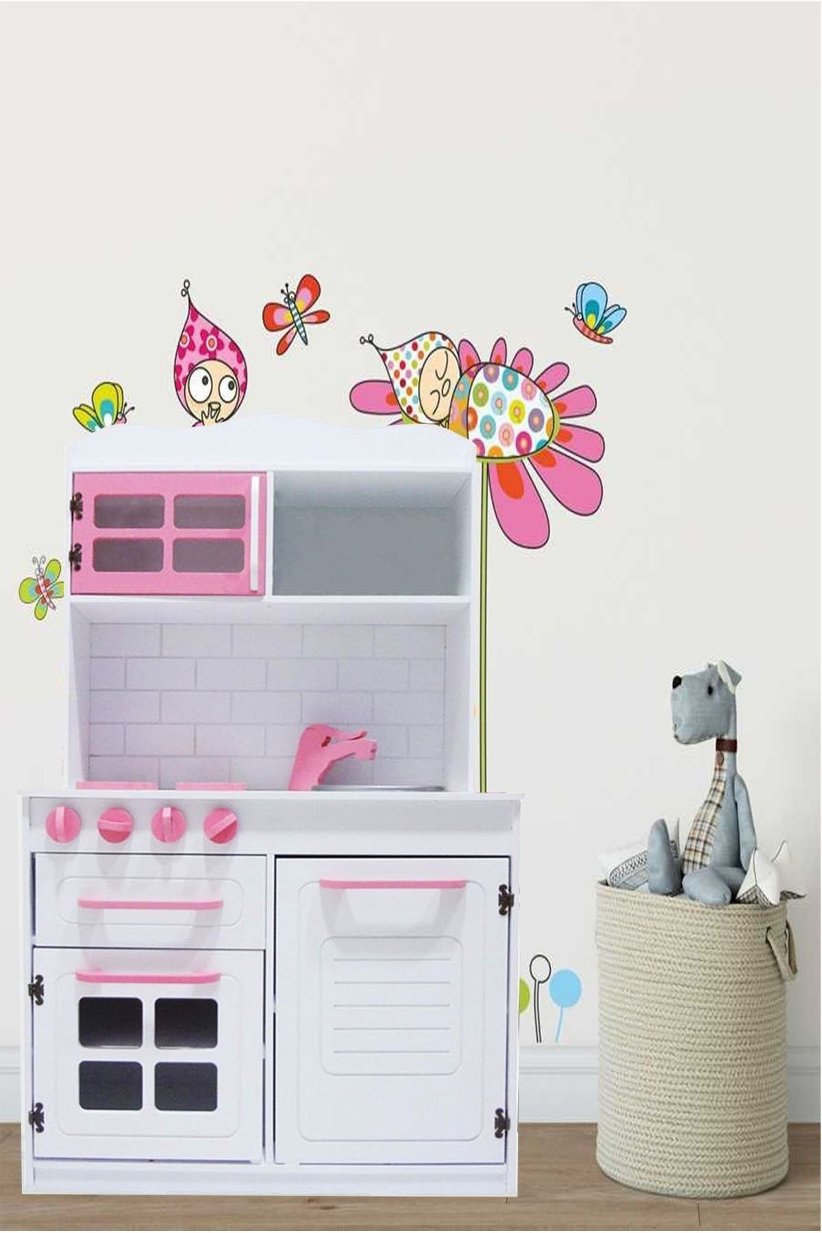 MONTESEV Oyuncak Evi Çocuk Bebek Odası Mutfak Oyun Seti Oyuncak Kutusu Dolabı Dolap Ahşap Montessori