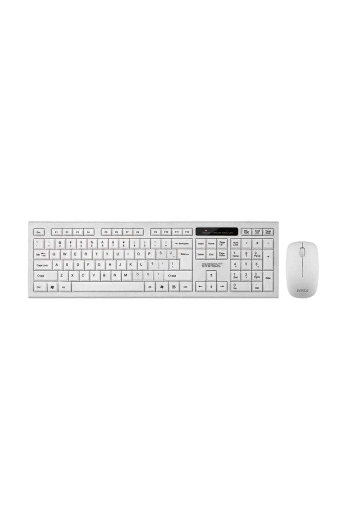 Everest KM-6121 USB Kablosuz Beyaz Slim Standart Q Klavye ve Mouse Set