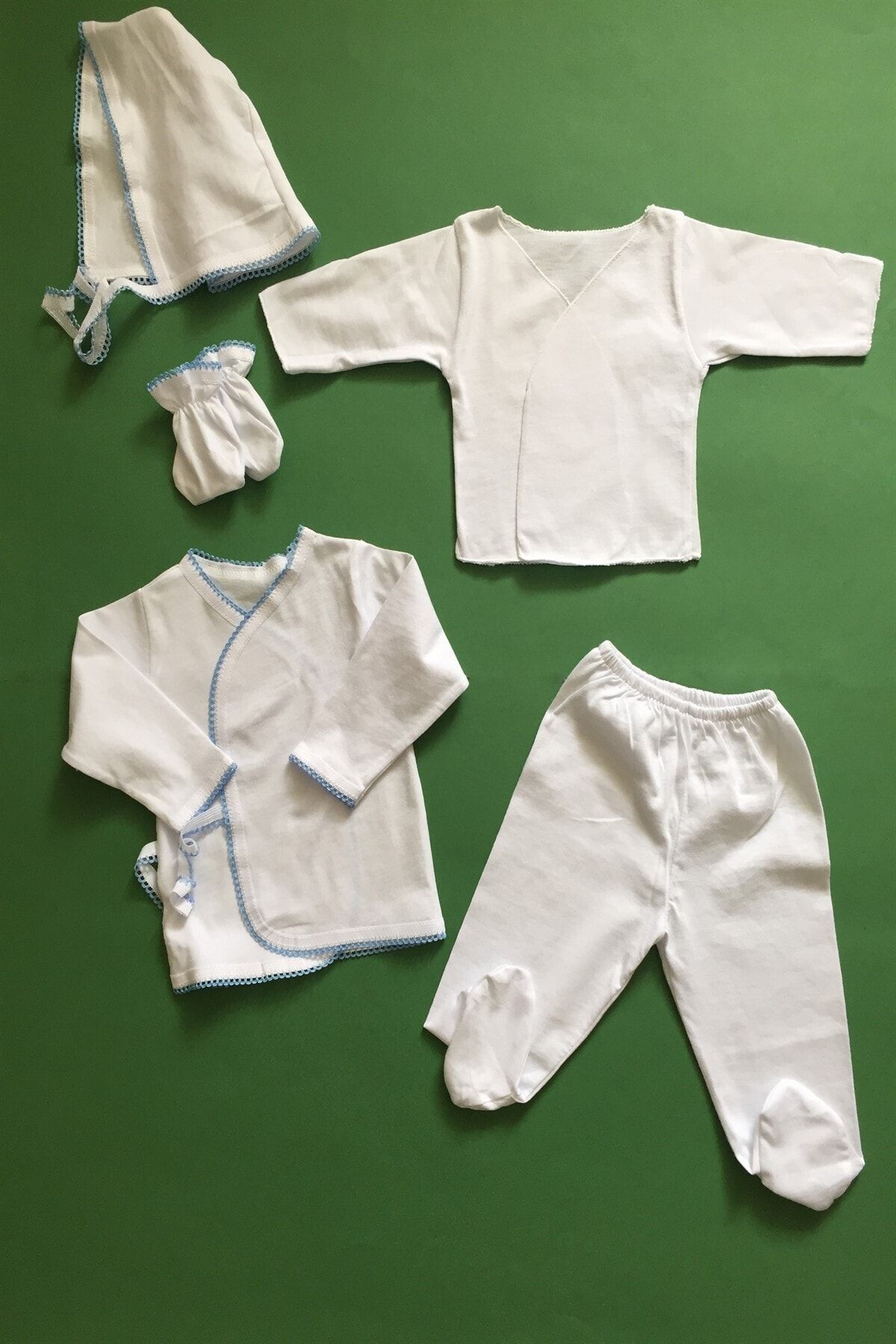 Miniworld Kız-erkek Bebek Lüks Acil Hastane Ihtiyaç Seti 5 Parça Ilk Kıyafet Mavi Renk