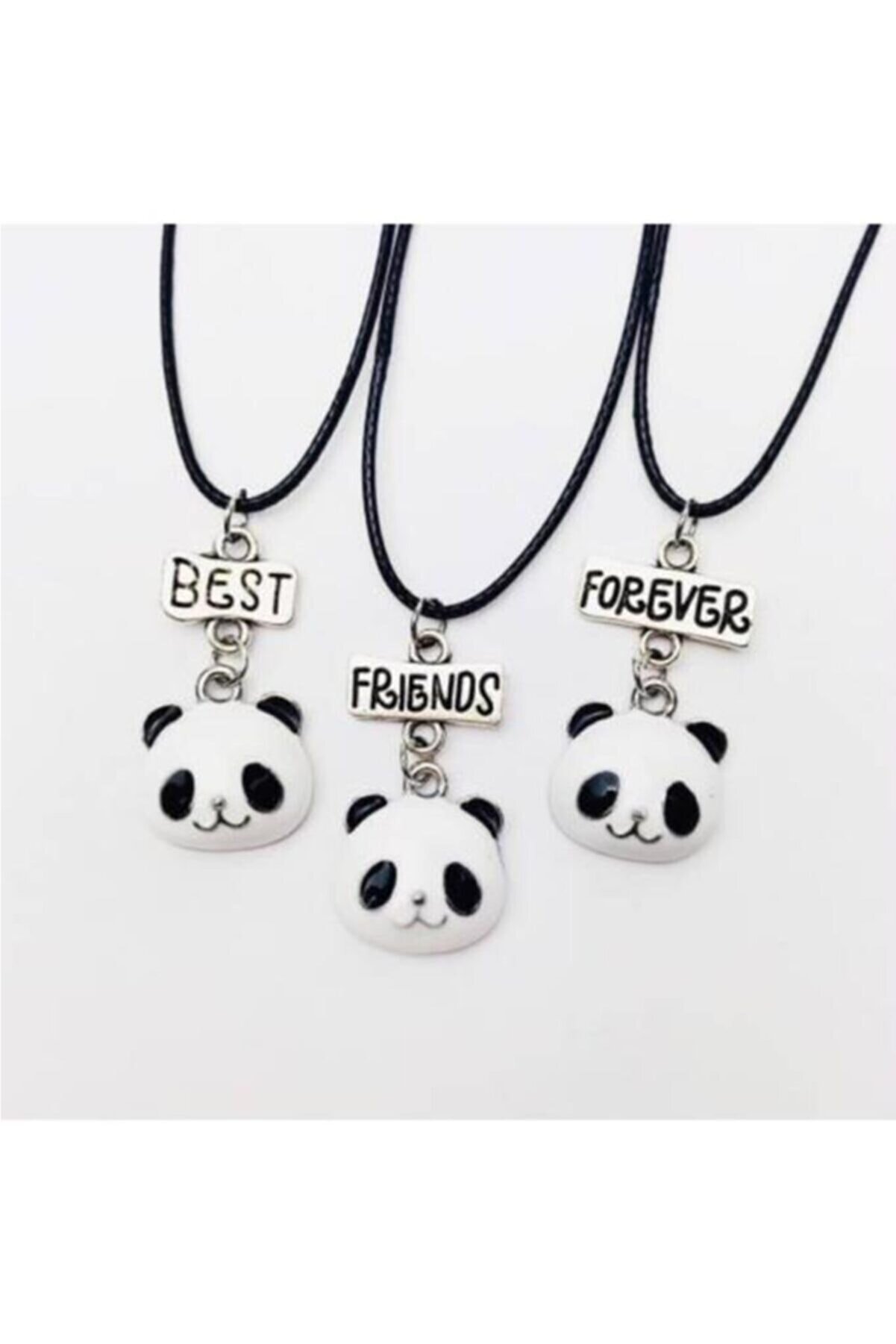 Köstebek Kız Çocuk Beyaz Bff Best Friends Forever 3lü Panda Kolye