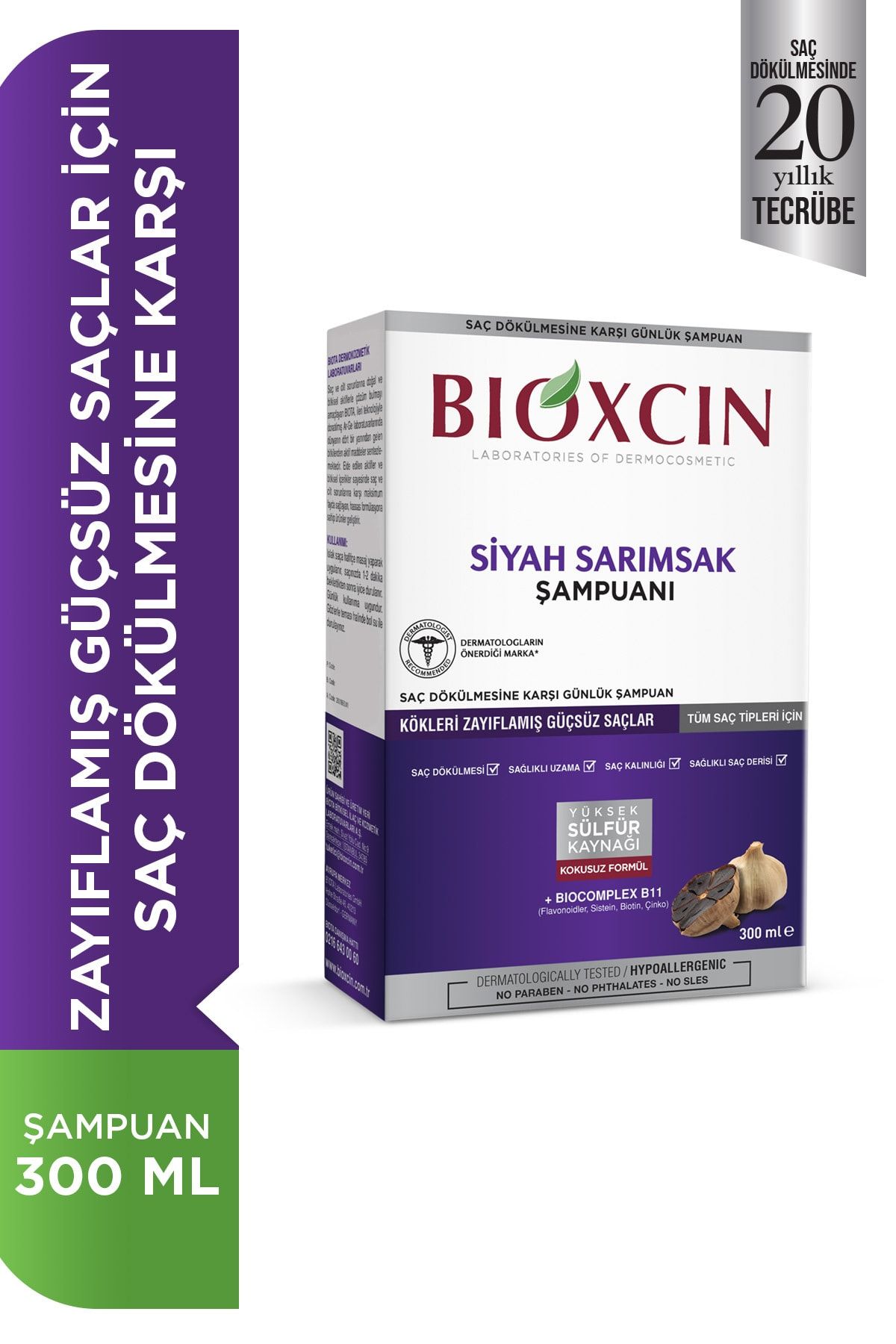 Bioxcin Siyah Sarımsaklı Şampuan Saç Dökülmesine Karşı Quantum 300 Ml