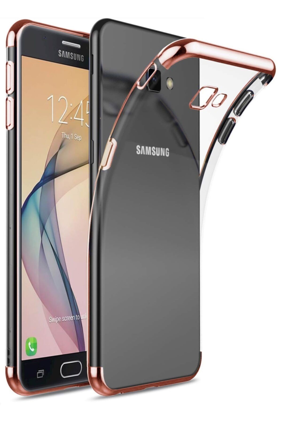 Fibaks Samsung Galaxy J7 Prime Uyumlu Kılıf Lazer Boyalı Renkli Esnek Silikon Şeffaf