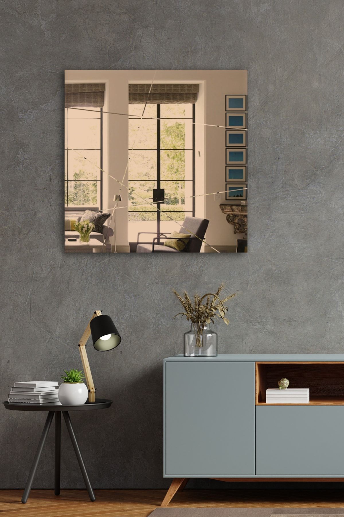 Decorita Ayna | Bronz Ayna | Tasarım Kanallı - Kare Ayna | 60cm X 60cm
