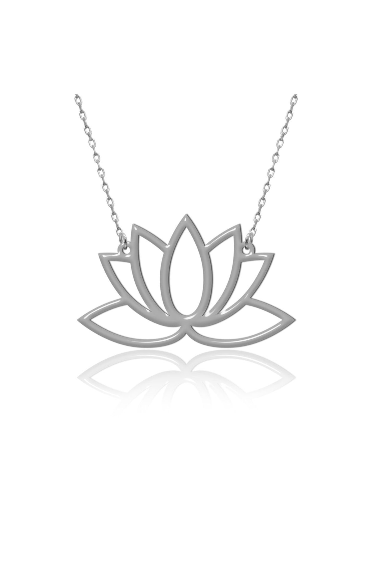 Indigo Takı Sade Lotus Çiçeği Gümüş Kolye
