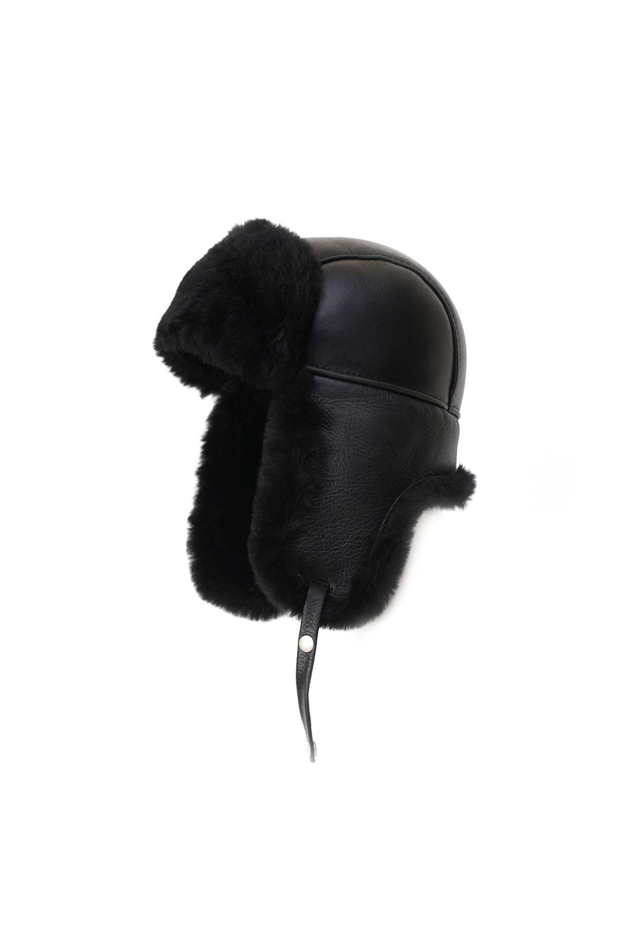 Mumcu's Leather Ushanka Deri Kürklü Unisex Pilot Şapkası