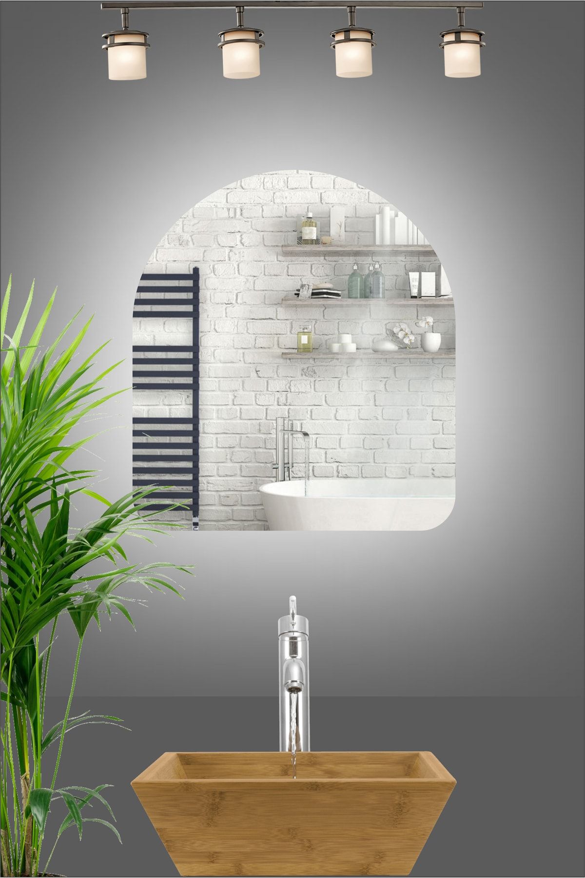 KaraçamDekor Led Işıklı Asimetrik Banyo Ve Konsol Aynası