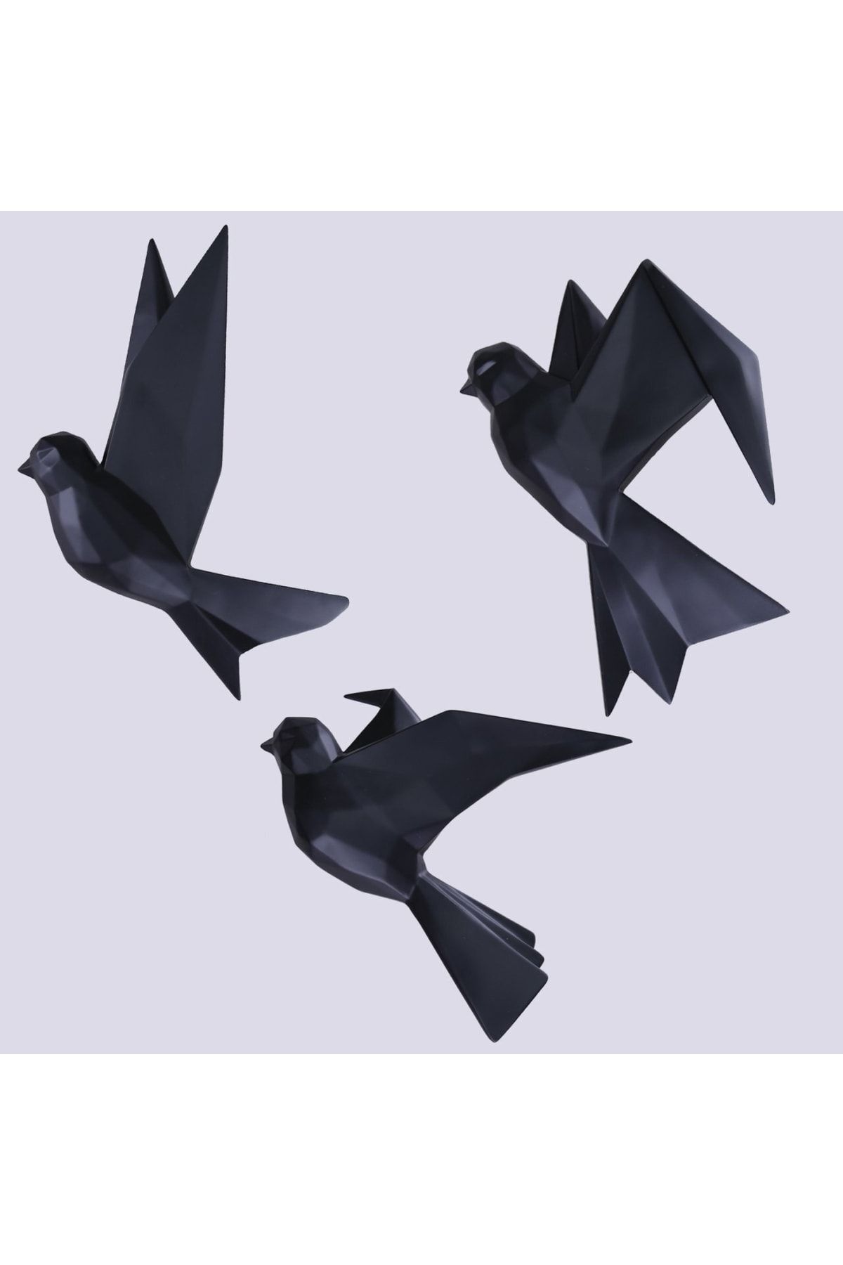 Selim Mouette 3'lü Dekoratif Kuş Siyah