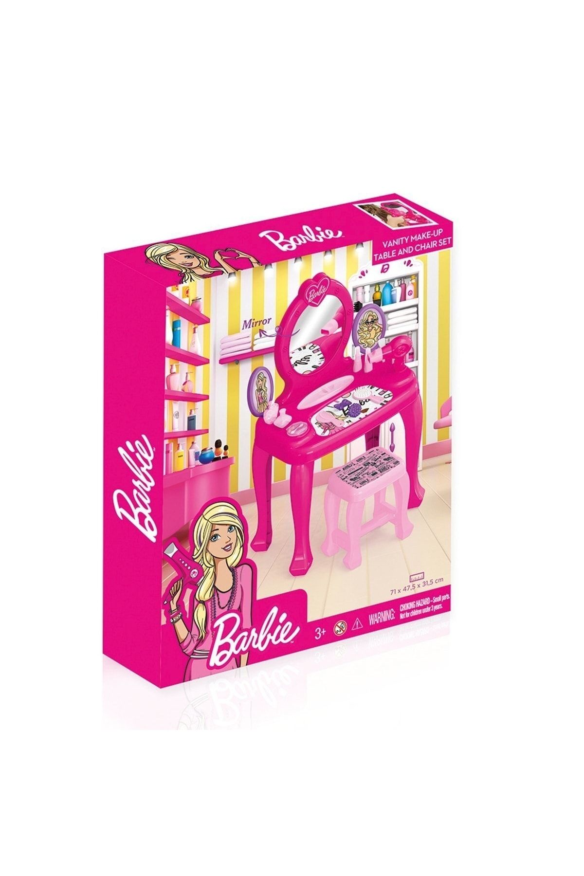 SAZE Kacmaz F Dolu Barbie Ayaklı Makyaj Masası Ve Sandalye Seti