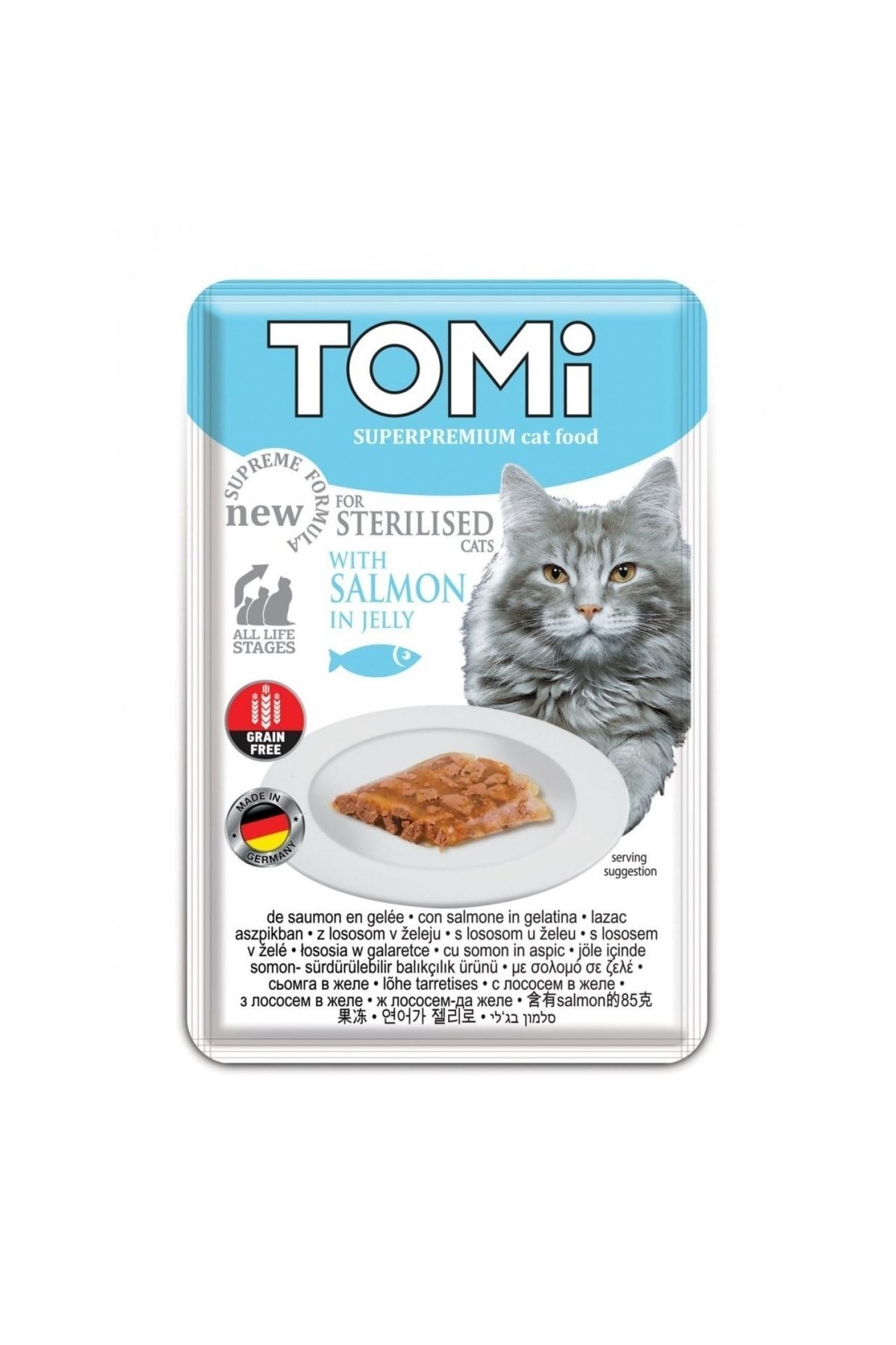 Tomi Pouch Somonlu Kısırlaştırılmış Yetişkin Kedi Konservesi 85 Gr