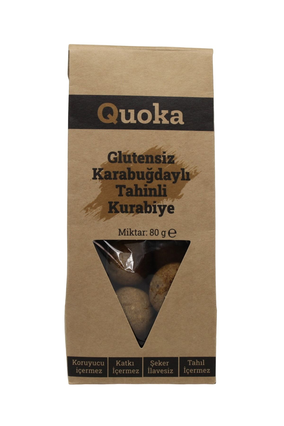 QUOKA Glutensiz Şekersiz Karabuğday Unundan Vegan Tahinli Kurabiye 1 Paket X 80gr