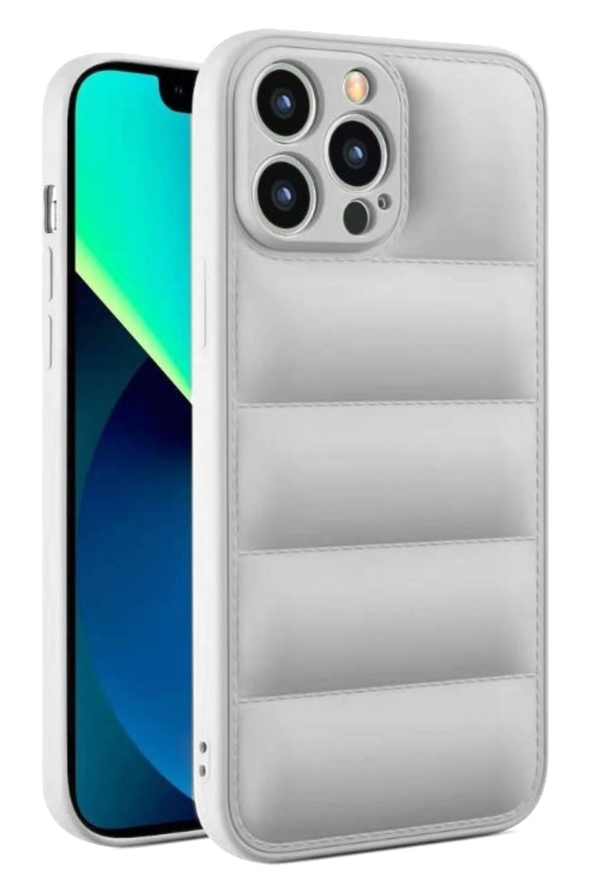 Eiroo Puffer Iphone 12 Pro Max Gri Silikon Kılıf