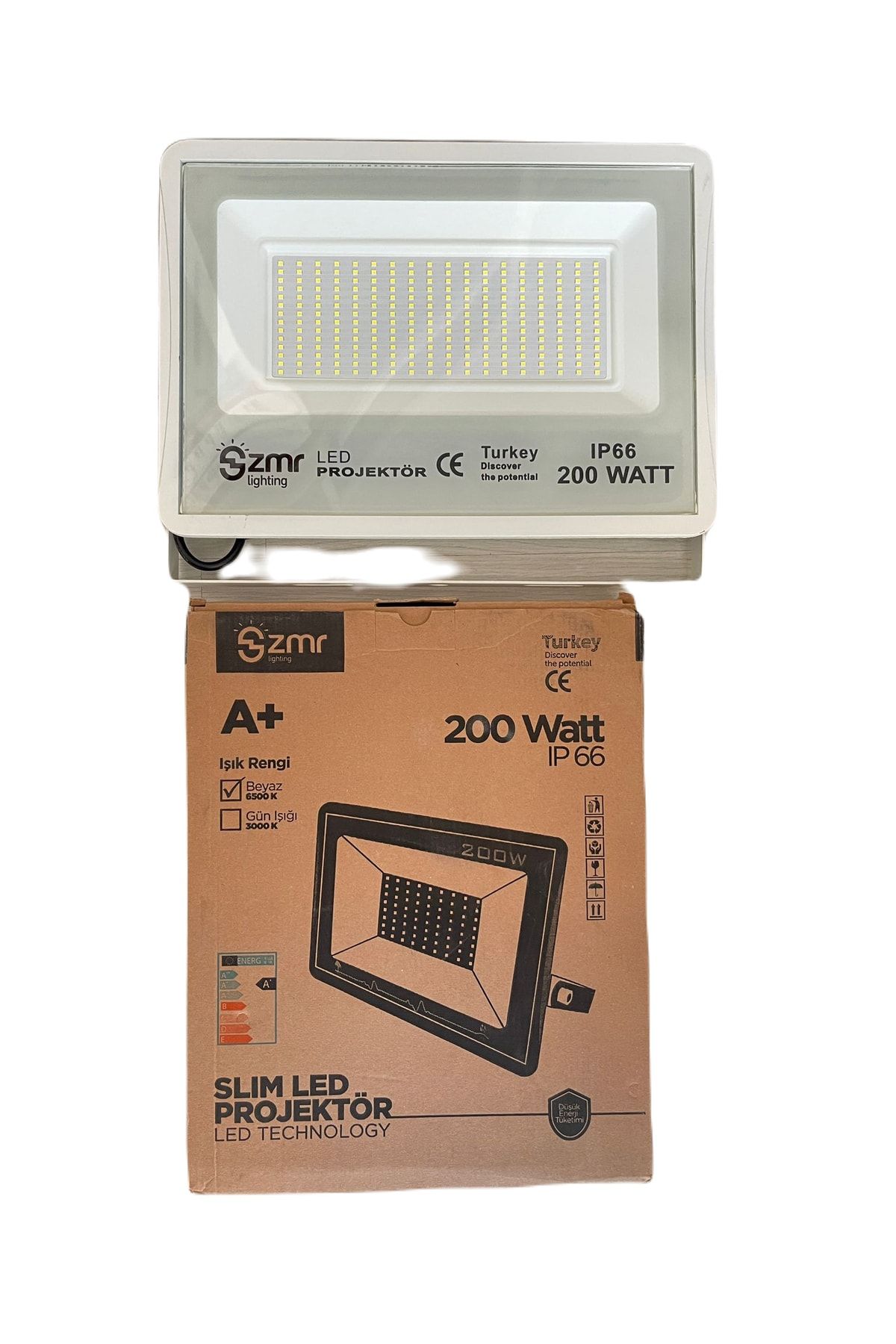 ZMR 200watt Slım Led Projektör 200watt A 6500k Beyaz Işık