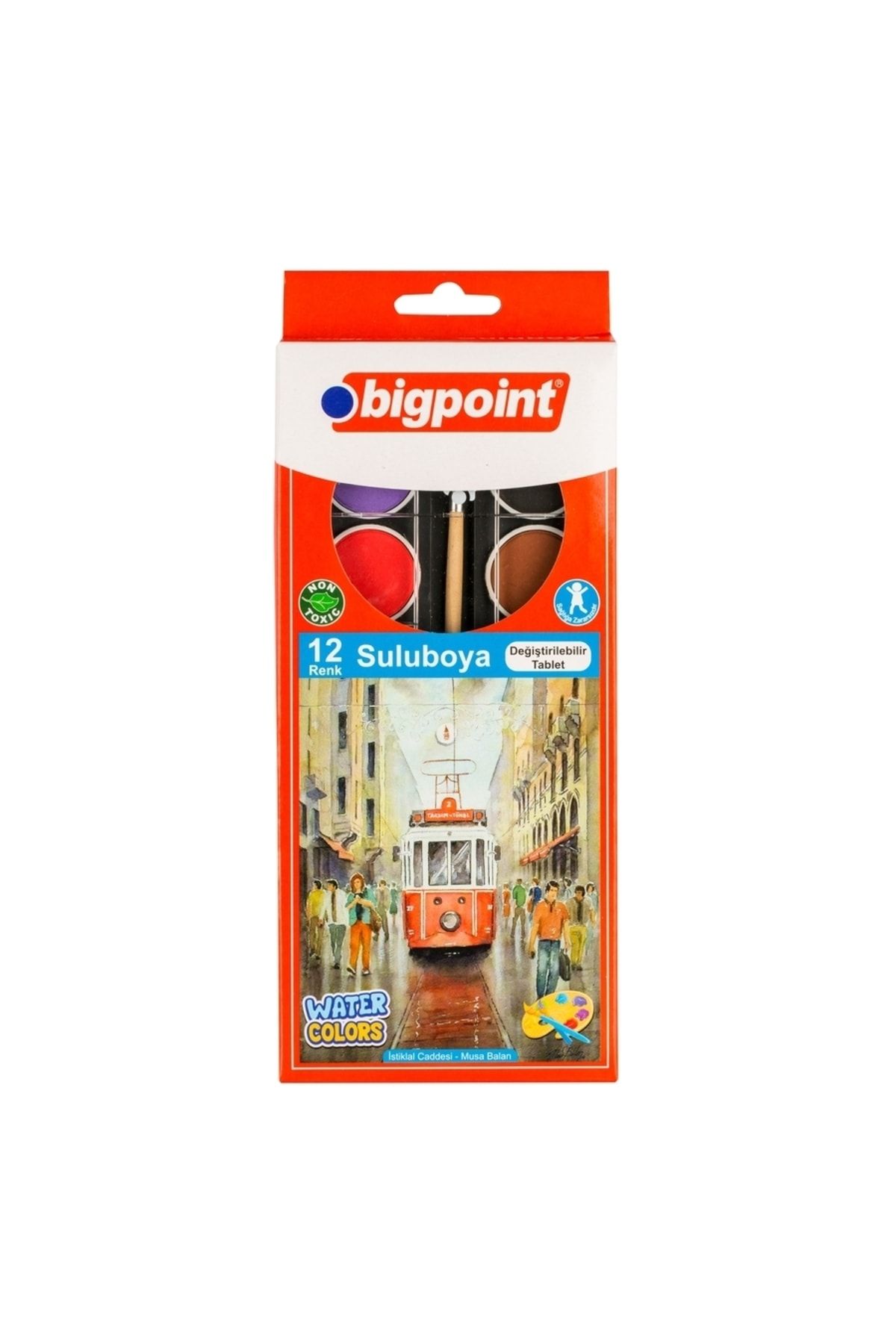Bigpoint Suluboya 12+1 Renk (değiştirilebilir Tablet) + Fırça
