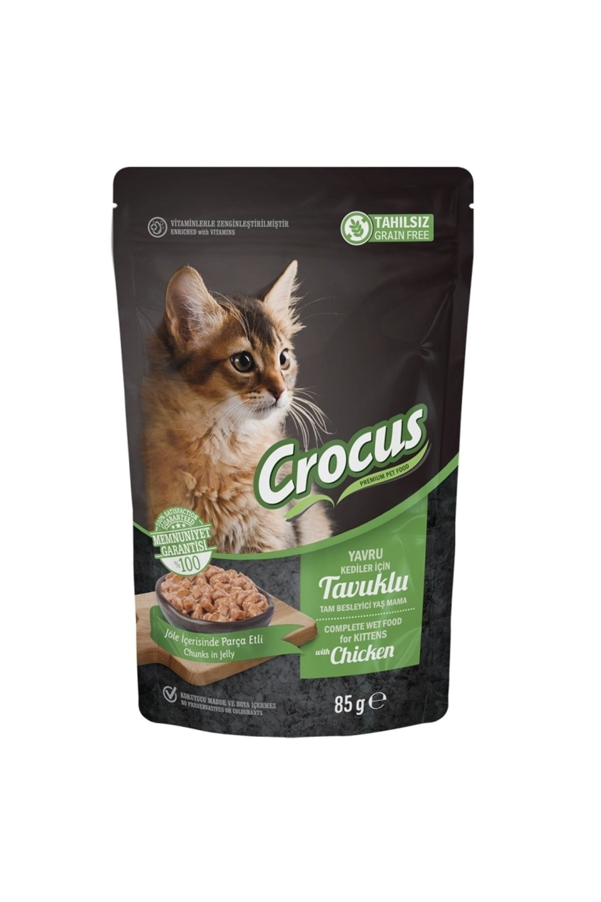 crocus Tahılsız Yavru Kedi Tavuklu Pouch Jöleli Yaş Mama 85 G