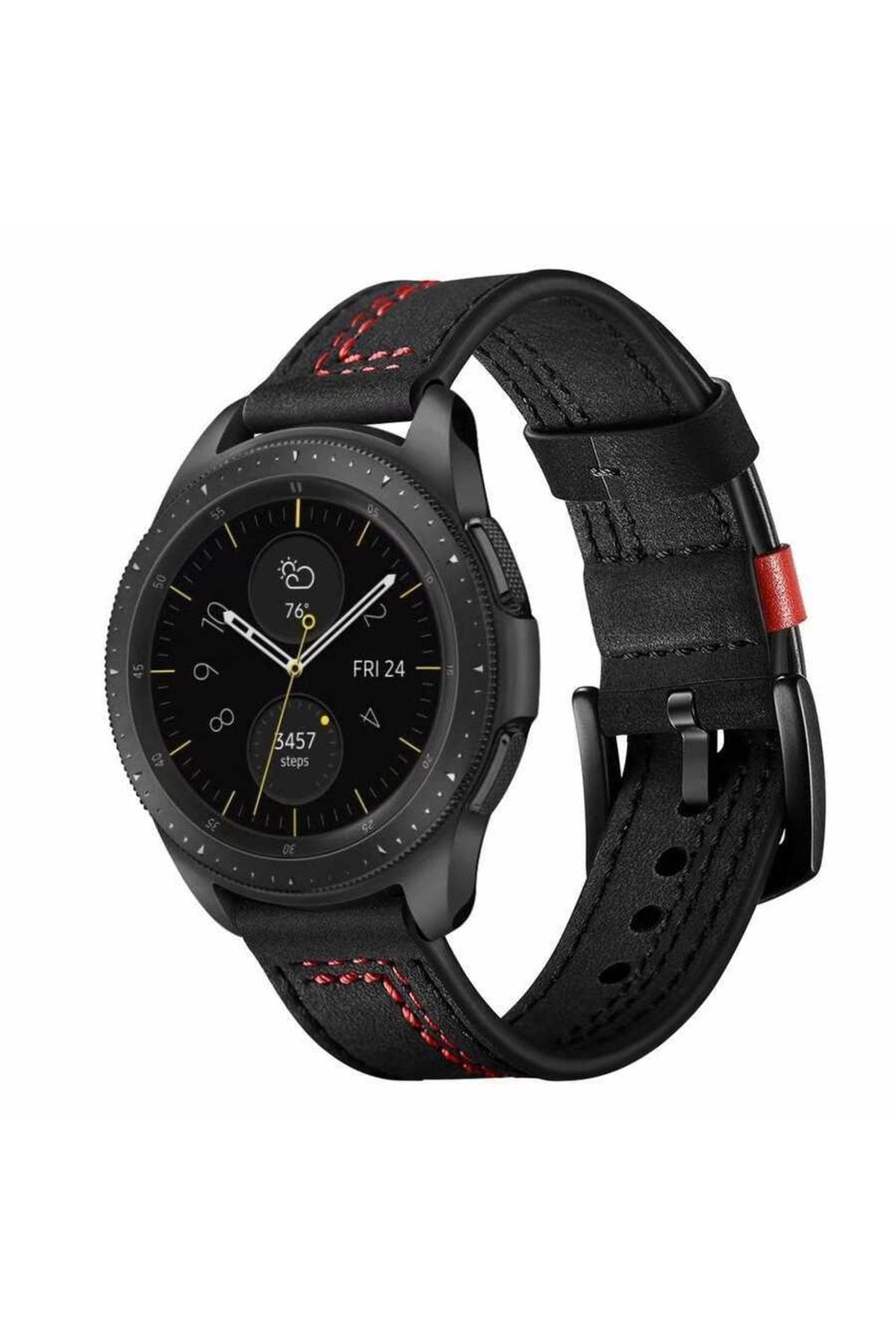 Fibaks Samsung Galaxy Watch 46mm (22MM) Krd-19 Akıllı Saat Kordonu Deri Kordon Kayış Bileklik