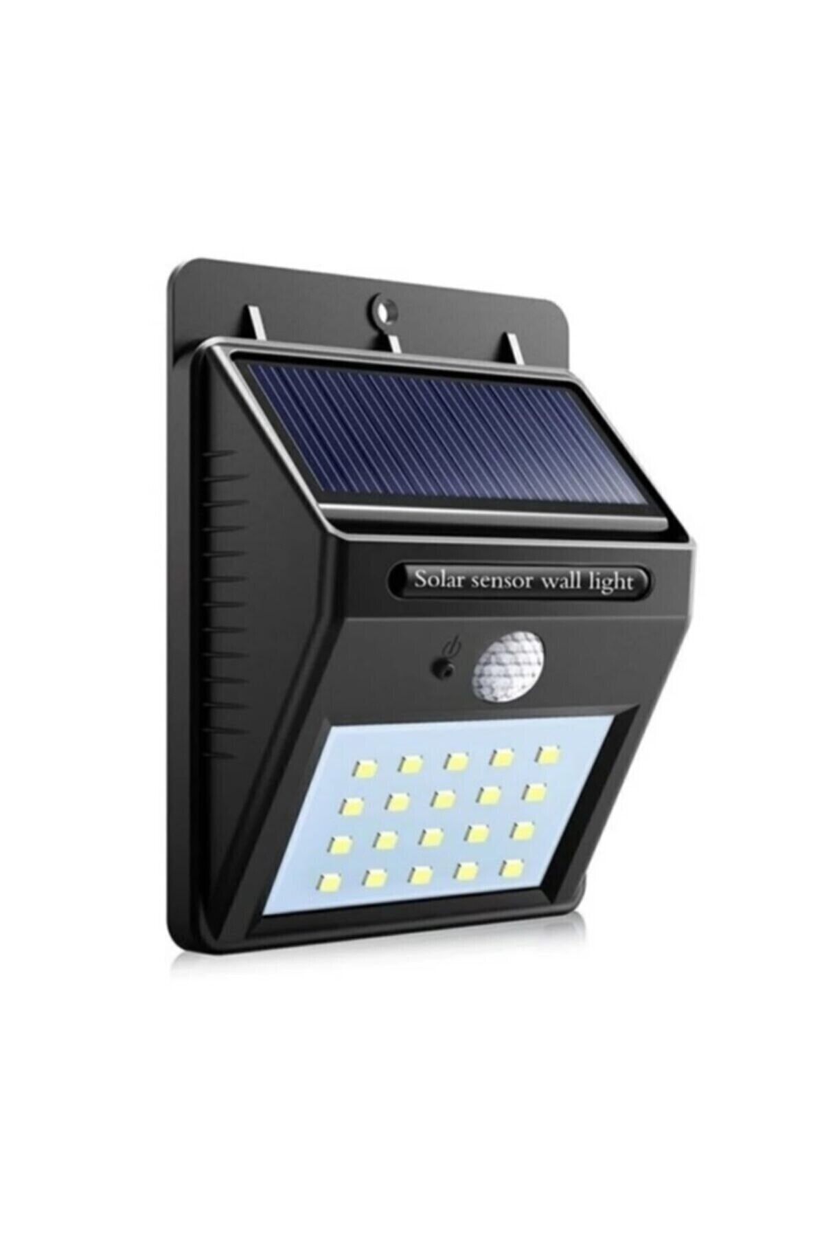 Chermik Işık Sensörlü Güneş Enerjili Solar Duvar Kapı Kamp Bahçe Lambası Fotoselli Projektör 20led Lambalı