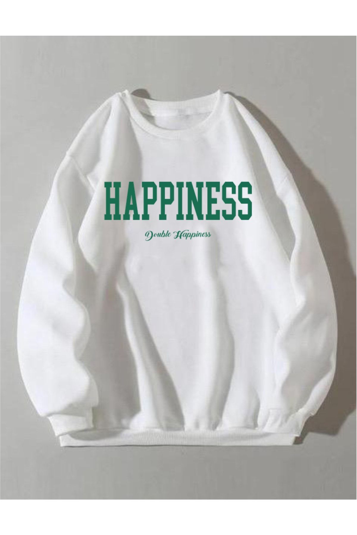 AFROGİYİM Kadın Oversize Happiness Baskılı Sweatshirt