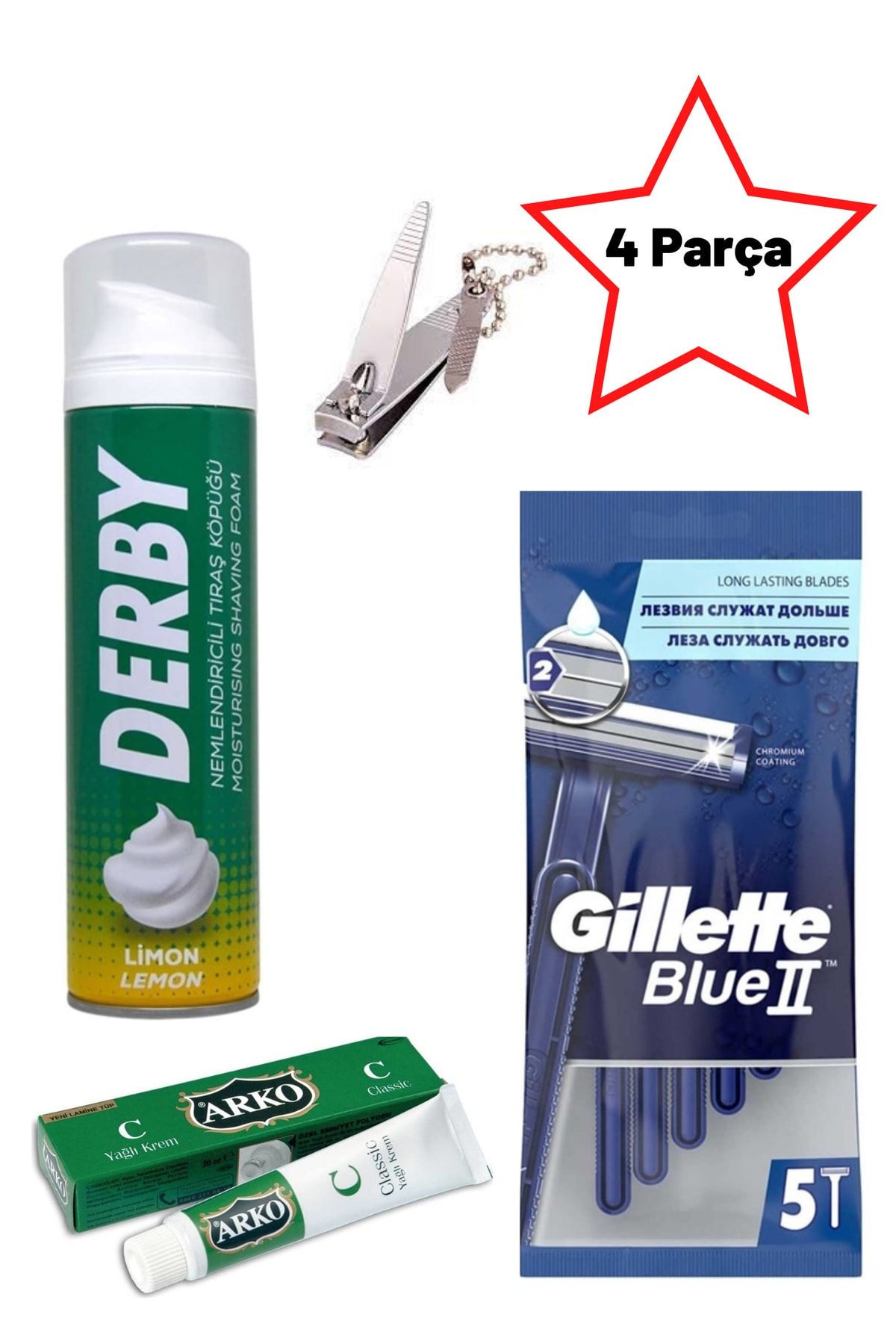 Derby Gillette Blue Tıraş Takımı Tıraş Takımı Seti Sakal Tıraş Seti Sakal Tıraş Takımı Gilette 4lü Set