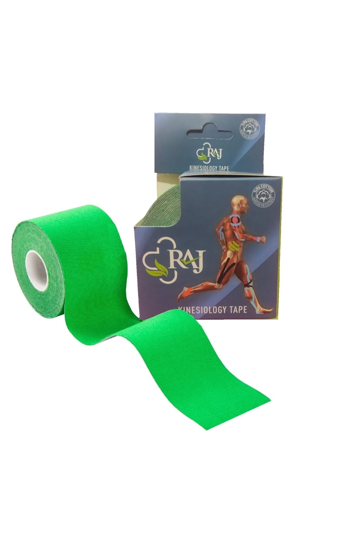 RAJ Tape Yeşil Renk Kinesio Ağrı Bandı 5 Metre X 5 Cm