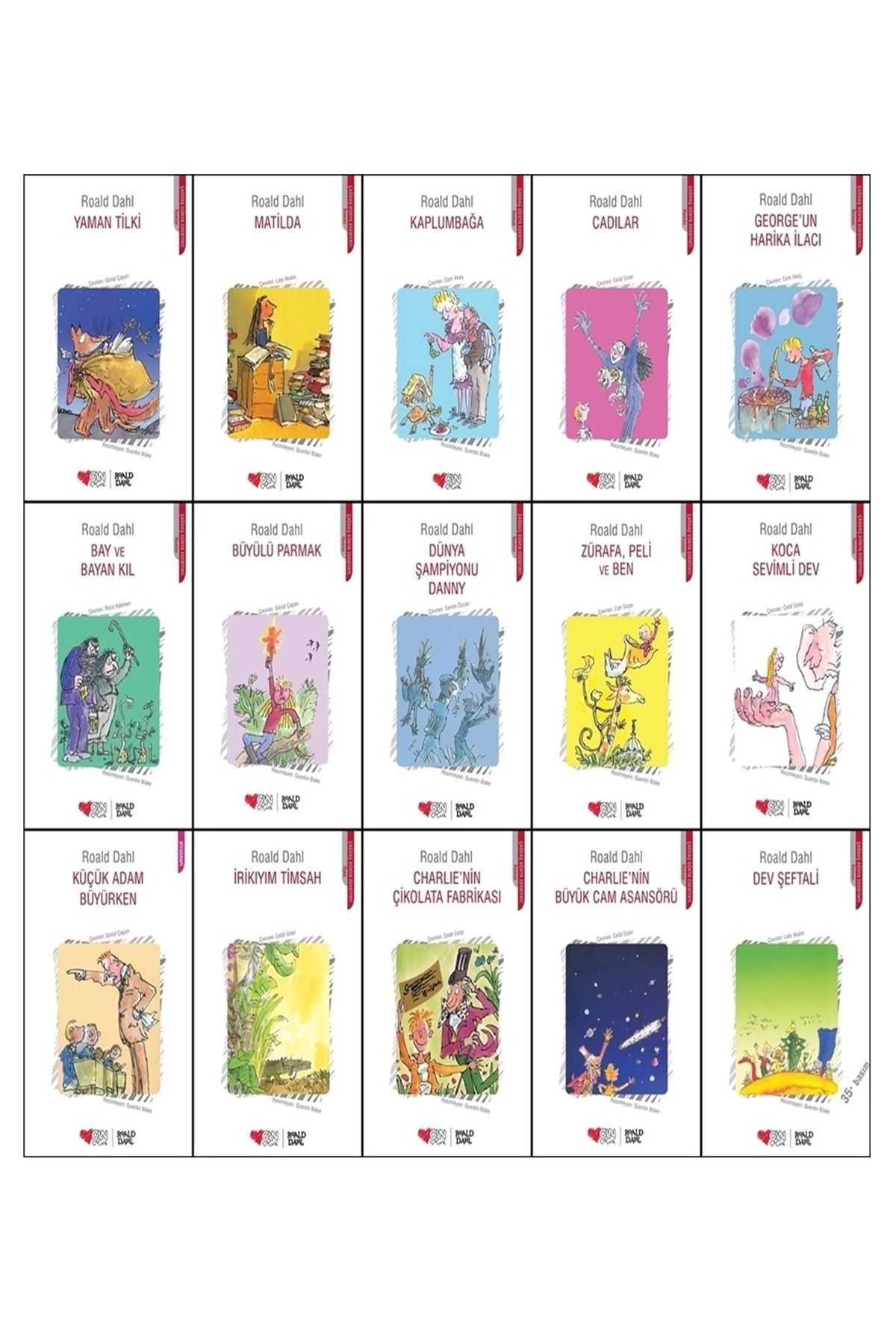 Can Yayınları Roald Dahl Seti 15 Kitap: Charlie'nin Çikolata Fabrikası, Matilda, Dev Şeftali, Büyülü Parmak...
