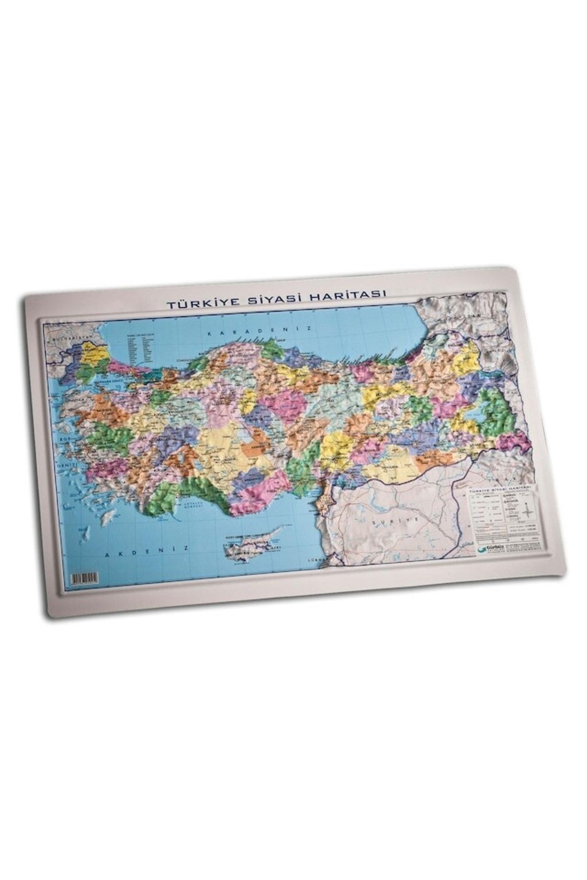 Gürbüz Kabartma Türkiye Haritası Siyasi 35x50cm.