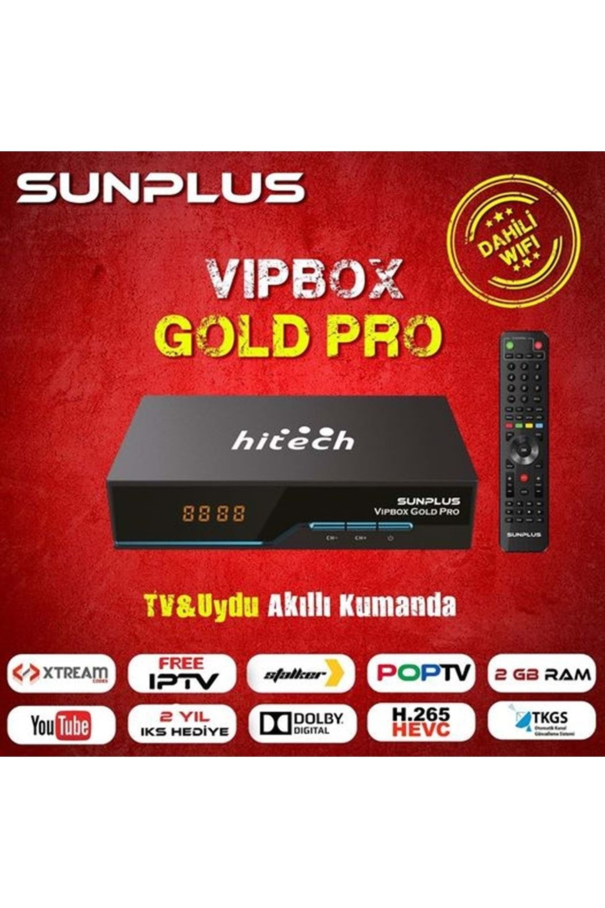 wiisat Sunplus Vipbox Gold Pro Hd Uydu Cihazı Dahili Wifi