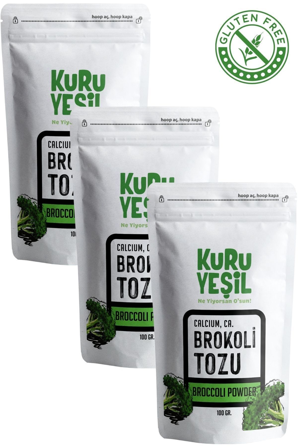 Kuru Yeşil Yerli Brokoli Tozu 100 Gr X 3'lü Paket
