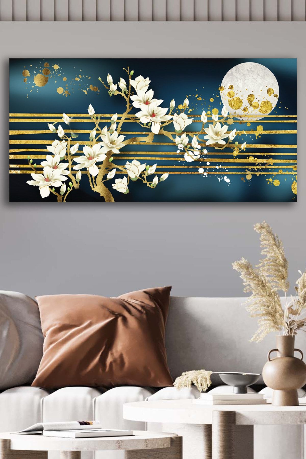 Blok Design Kanvas Tablo Baskılı Modern Dekoratif Soyut Çiçek Ev Ofis Otel Dekor Hediyelik Tablo